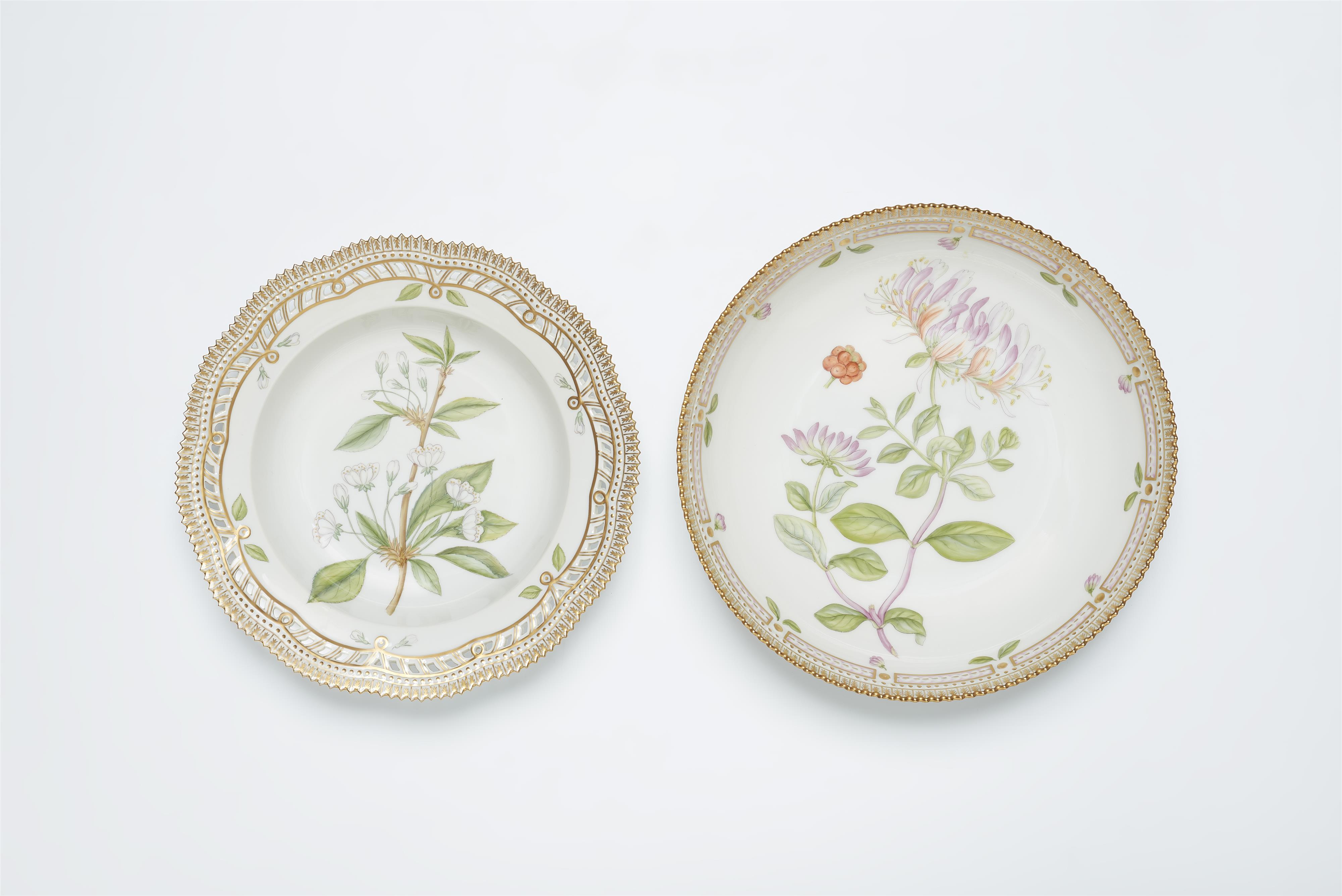 Two Royal Copenhagen porcelain "Flora Danica" round dishes - image-1