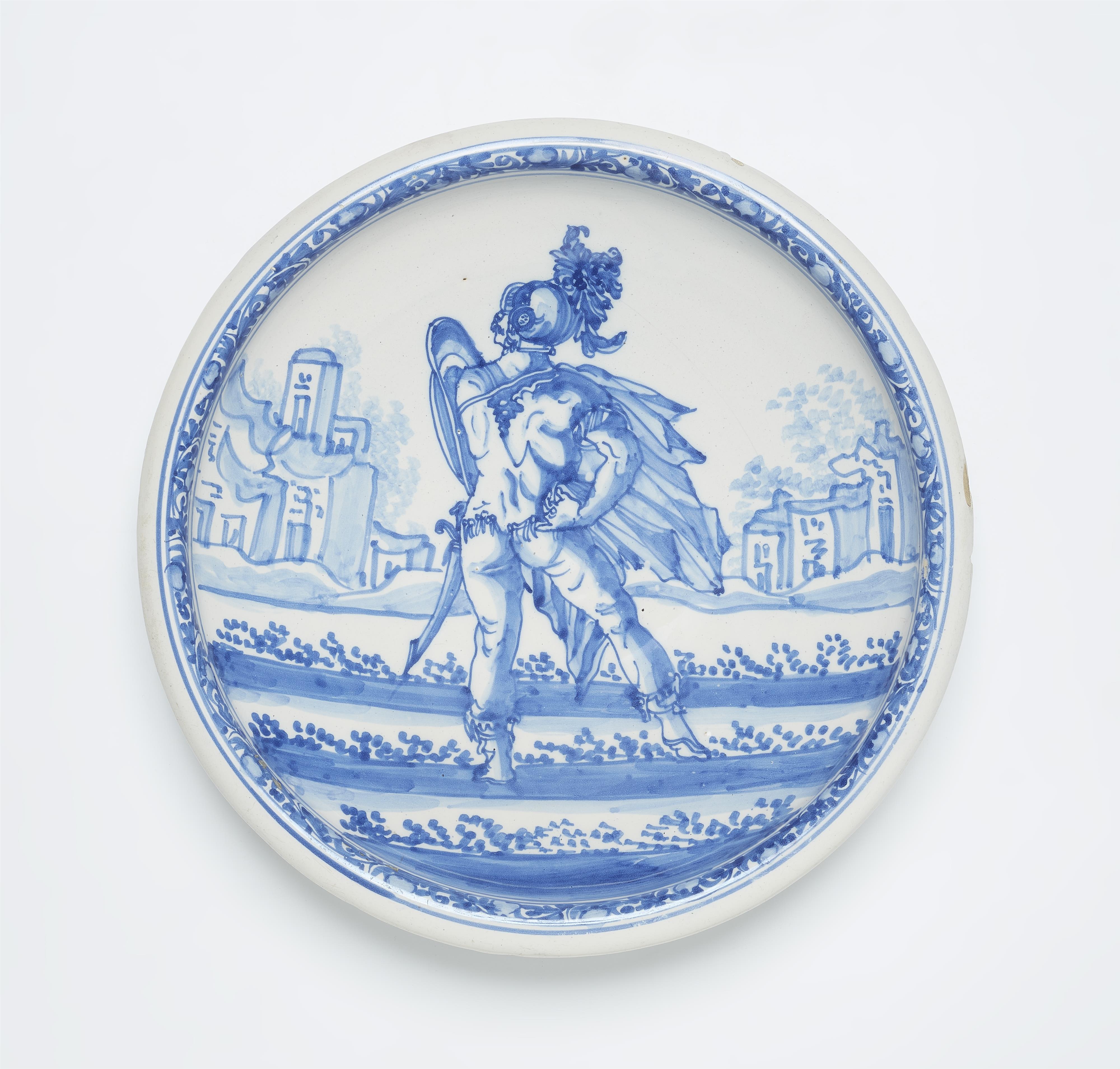 A faience dish with a soldier motif - image-1
