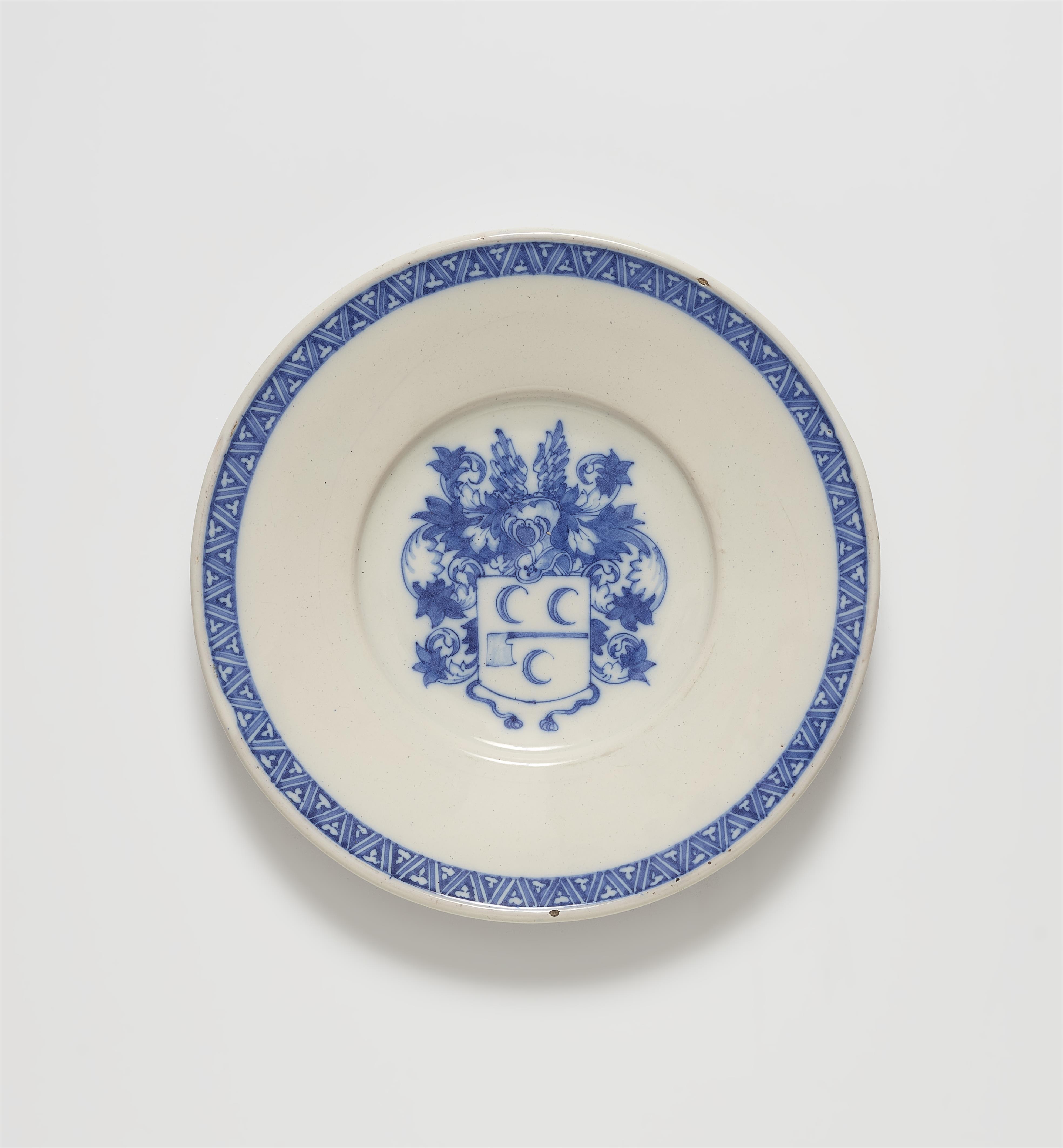 A Delftware faience dish with a possibly Dutch coat of arms - image-1