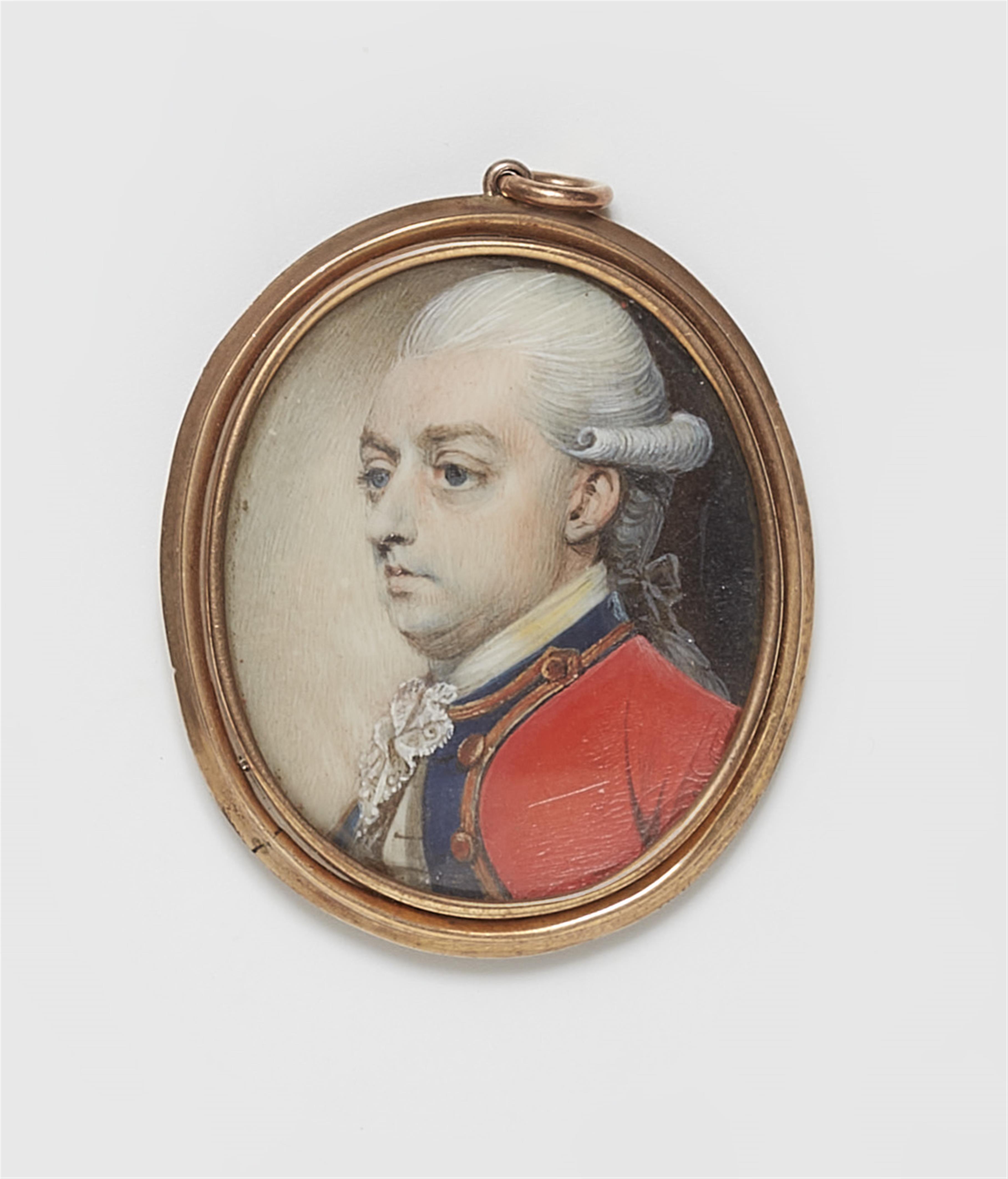 An English portrait miniature of a gentleman in red uniform - image-1