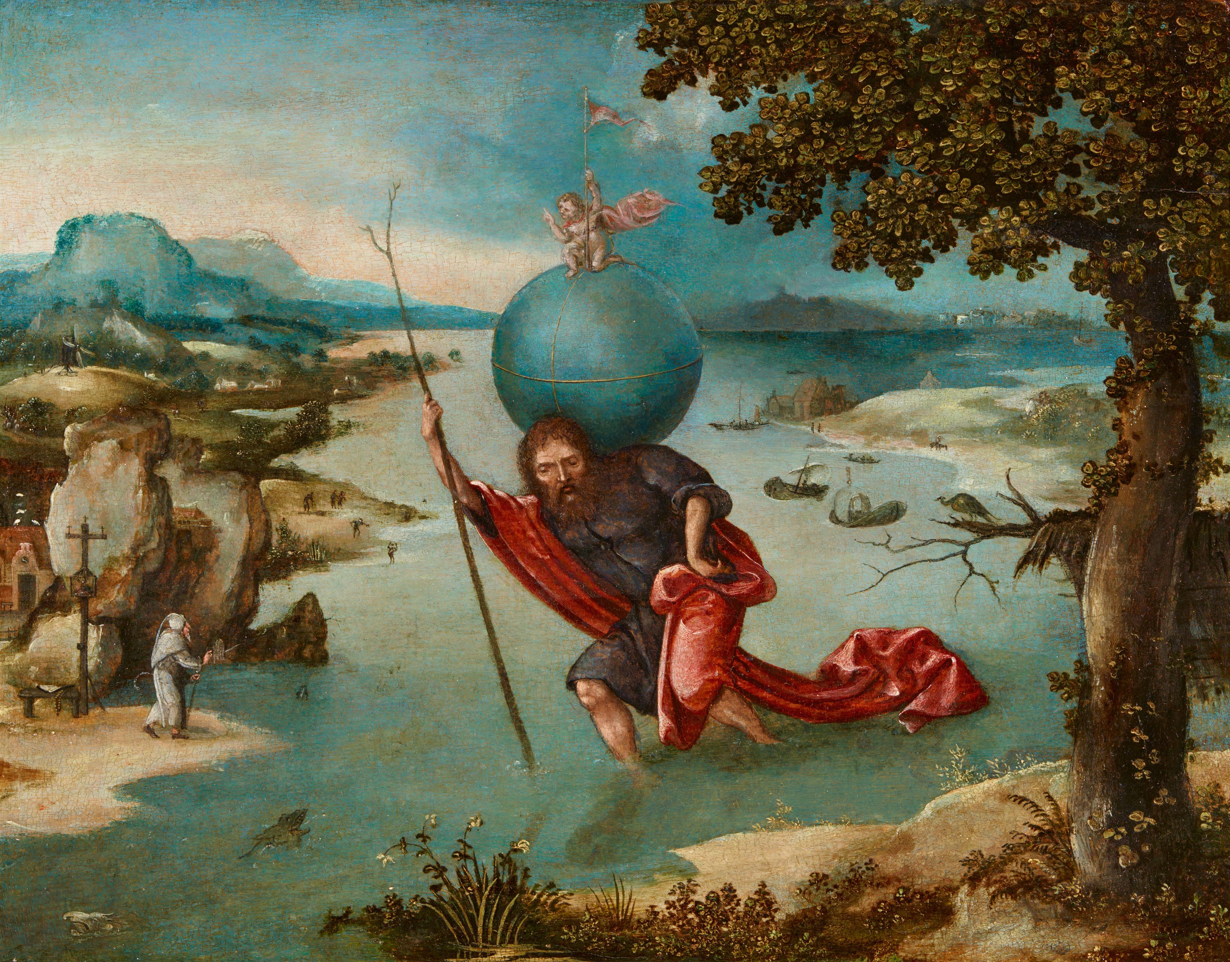 Flemish School 16th century - Saint Christopher Carrying the Christ Child - image-1