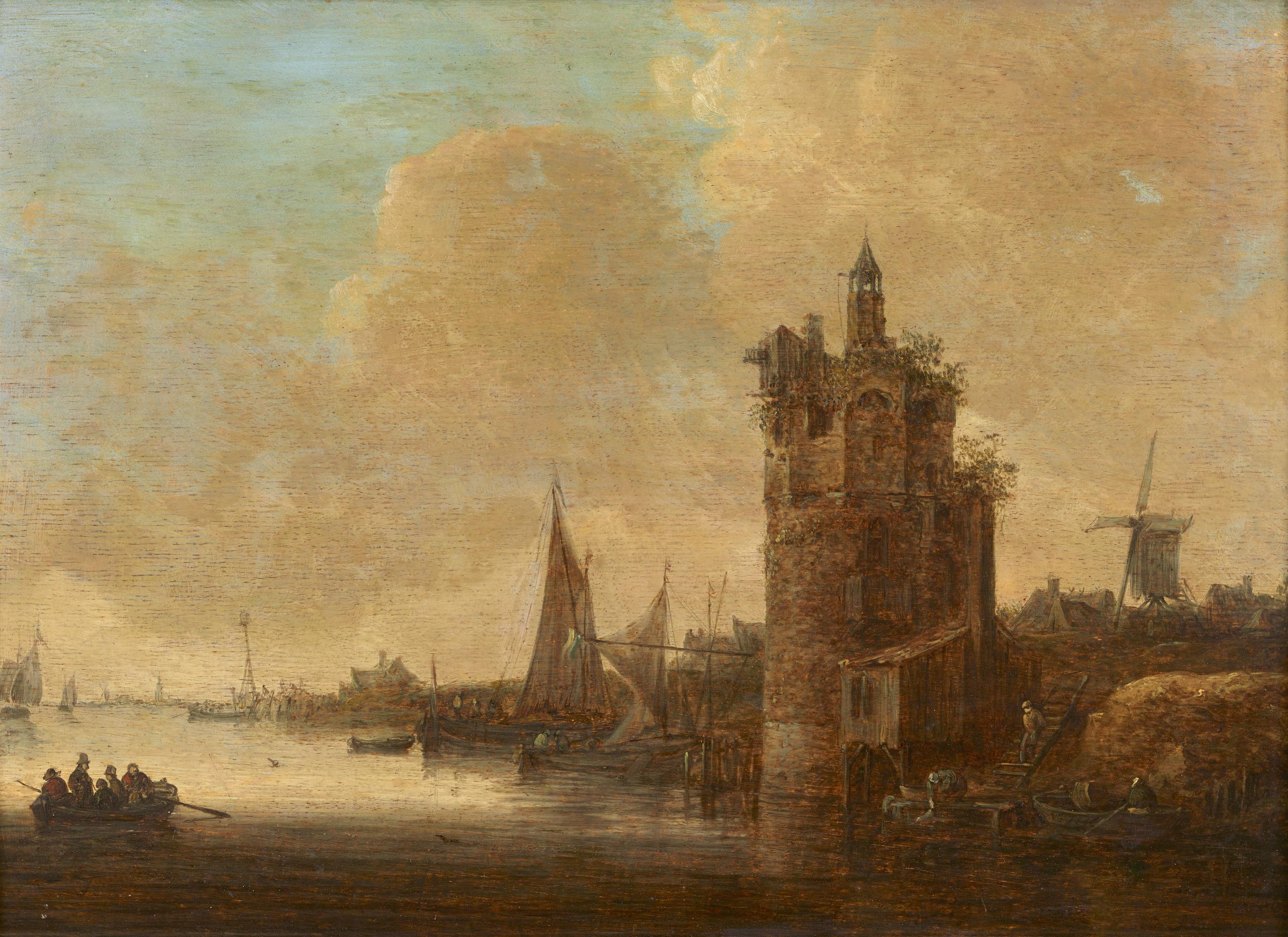 Jan van Goyen - Old Tower on a River Bank - image-1