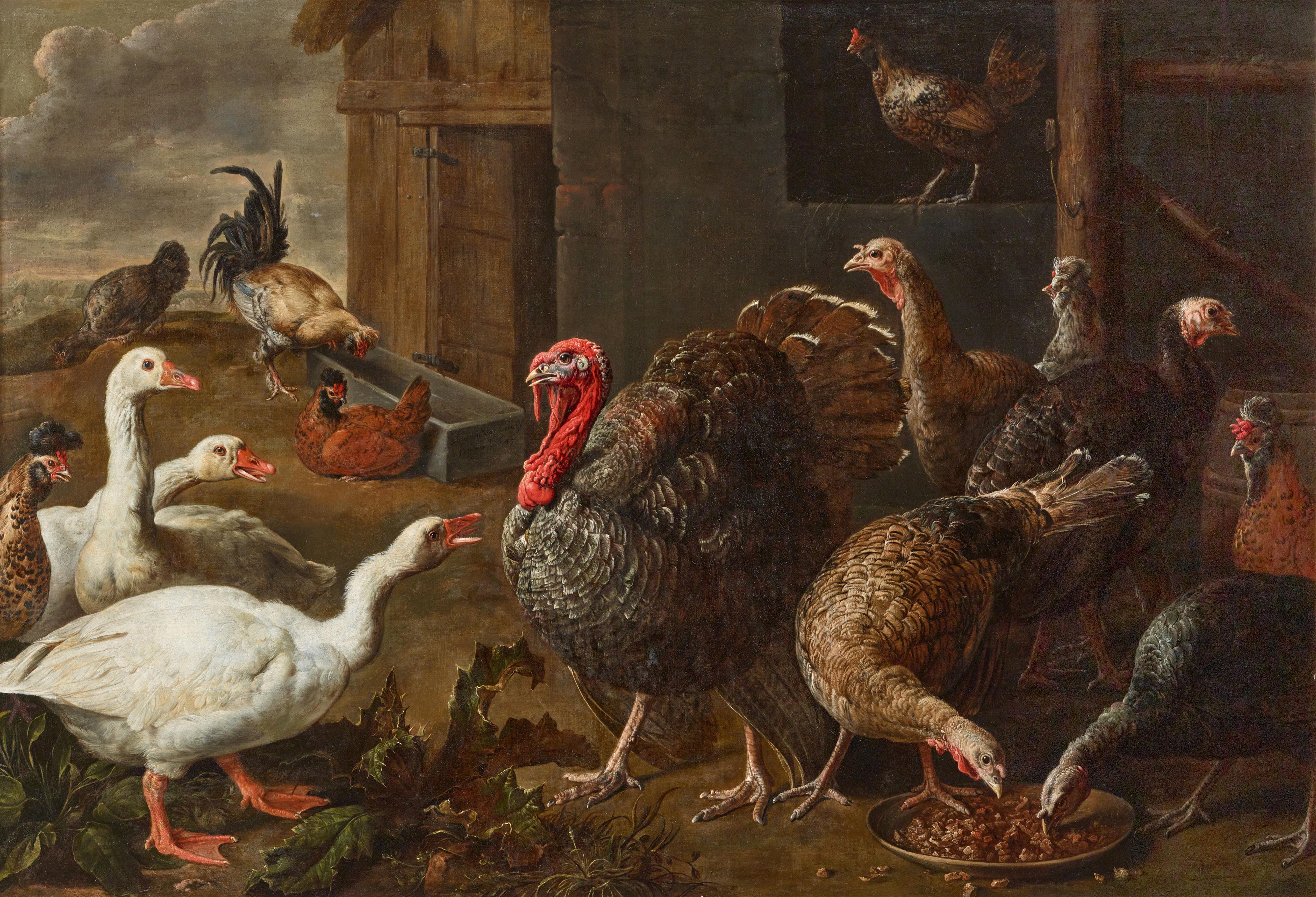 Adriaen van Utrecht - Poultry Farm with Turkeys, Geese and Hens - image-1