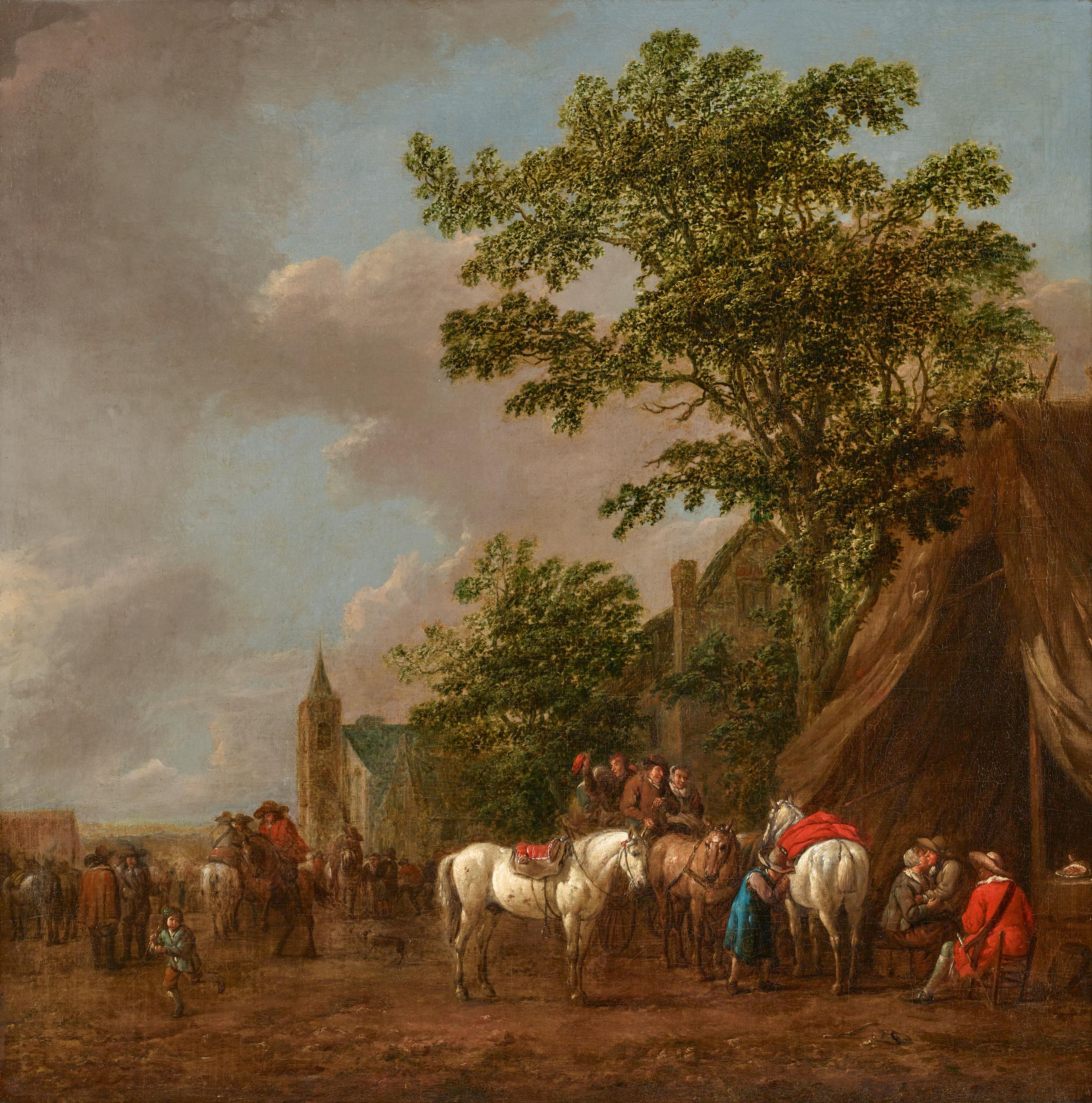Barent Gael - Horsemen at an Inn in a Landscape - image-1