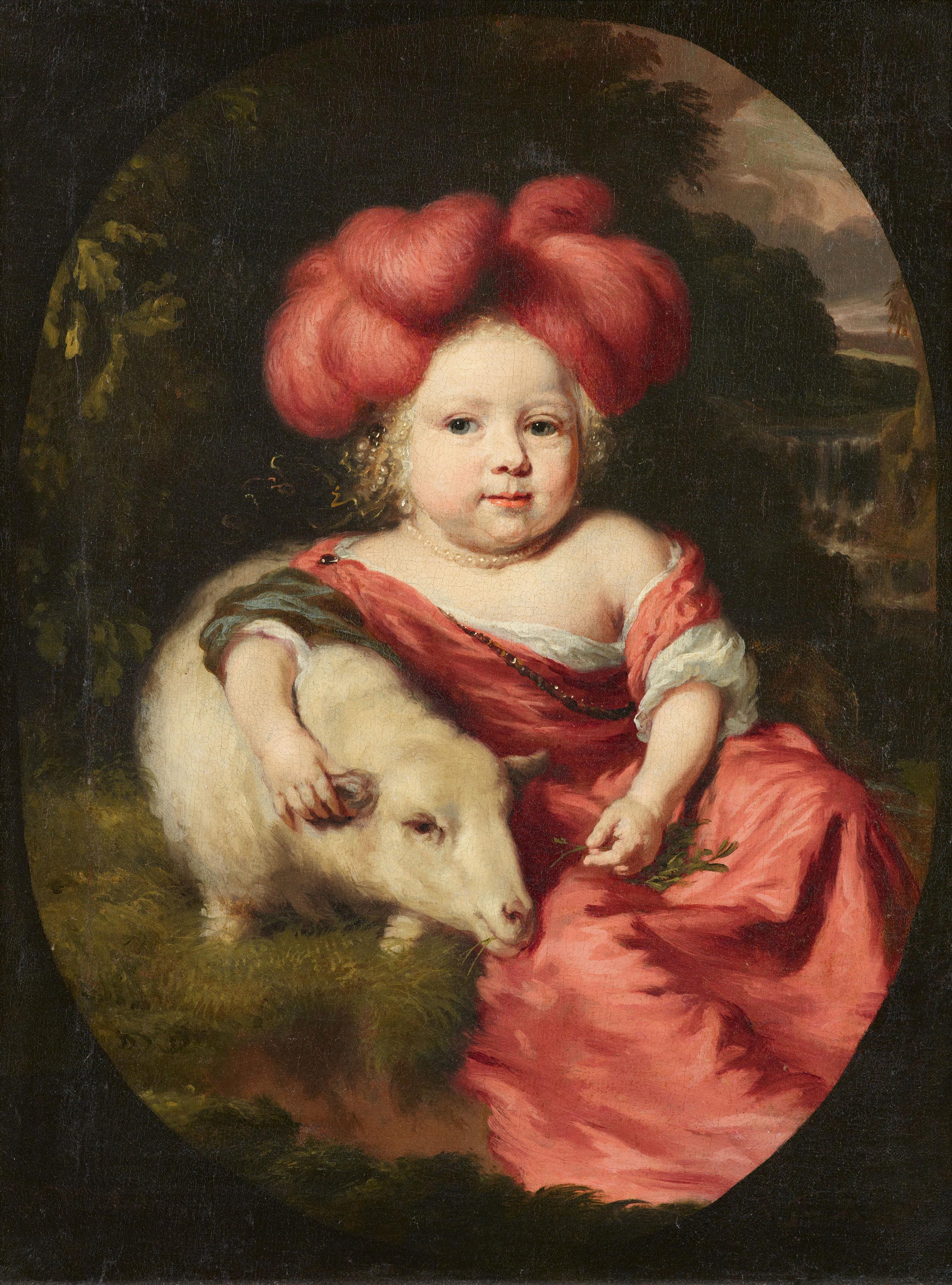 Nicolaes Maes - Portrait of a Boy with a Lamb - image-1