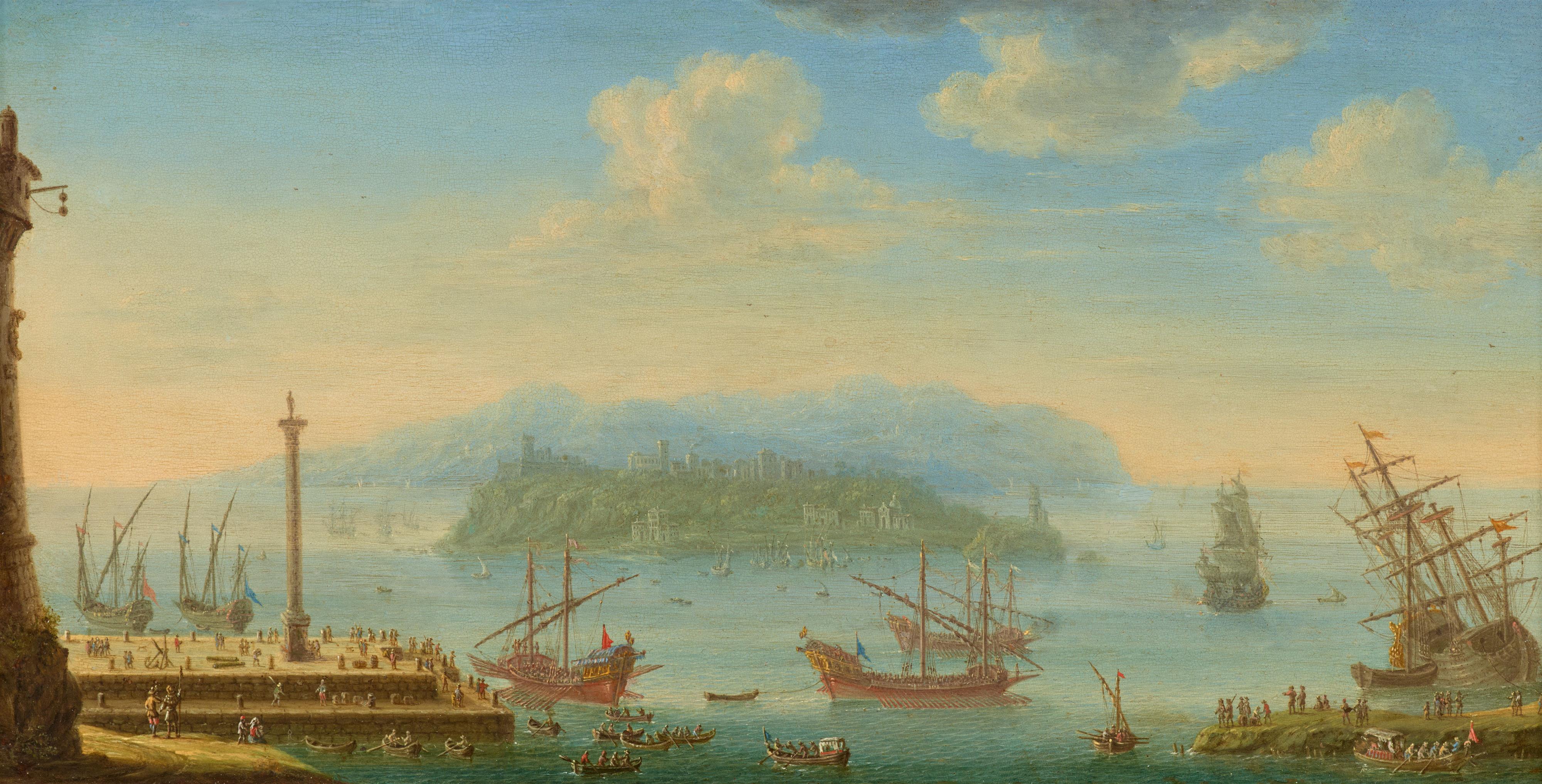 Orazio Grevenbroeck - Ansicht eines südlichen Hafens
Südliche Landschaft mit Fluss und Brücke bei Sturm - image-1