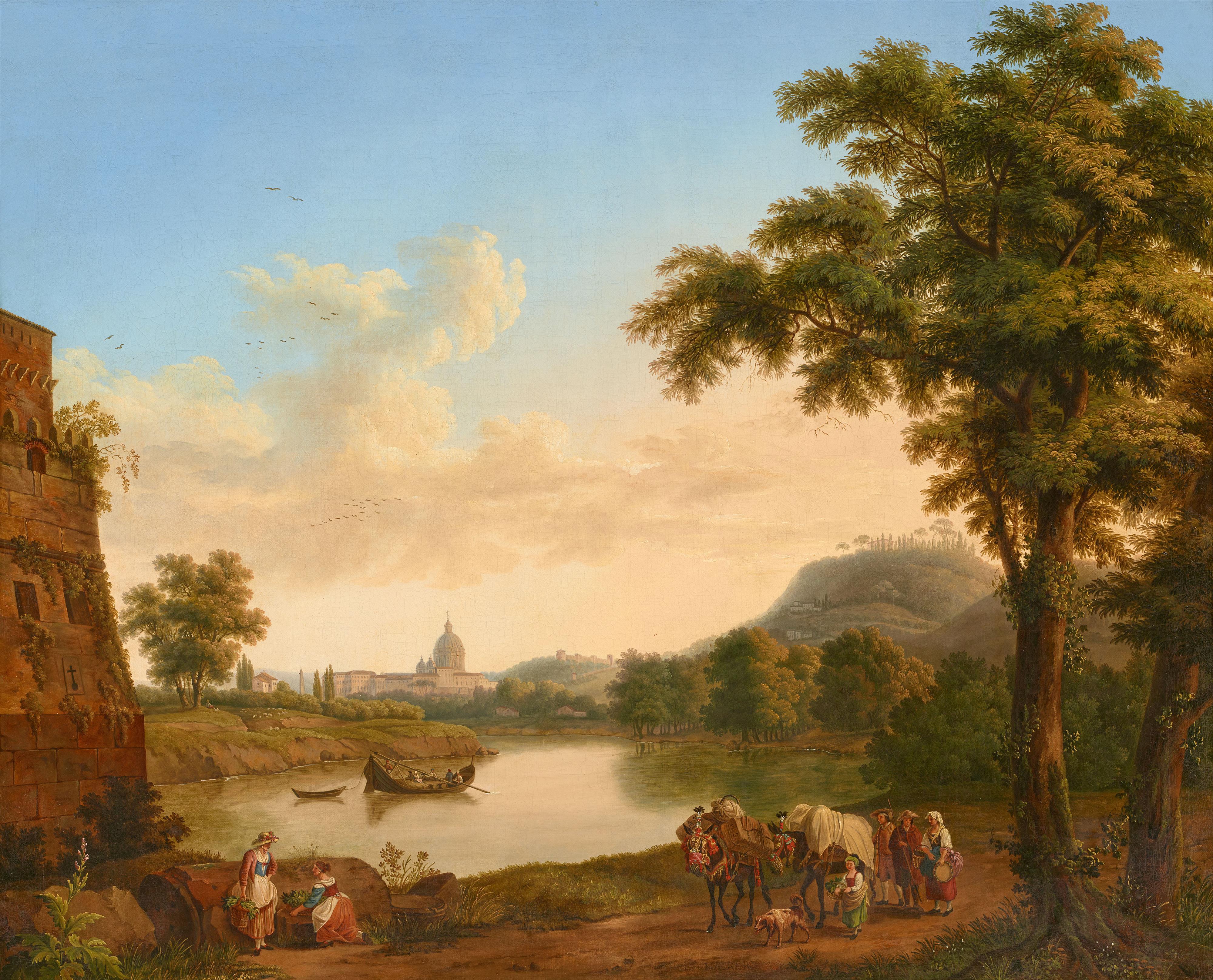 Jacob Philipp Hackert - View to the Tiber and St Peter's from Ponte Milvio - image-1
