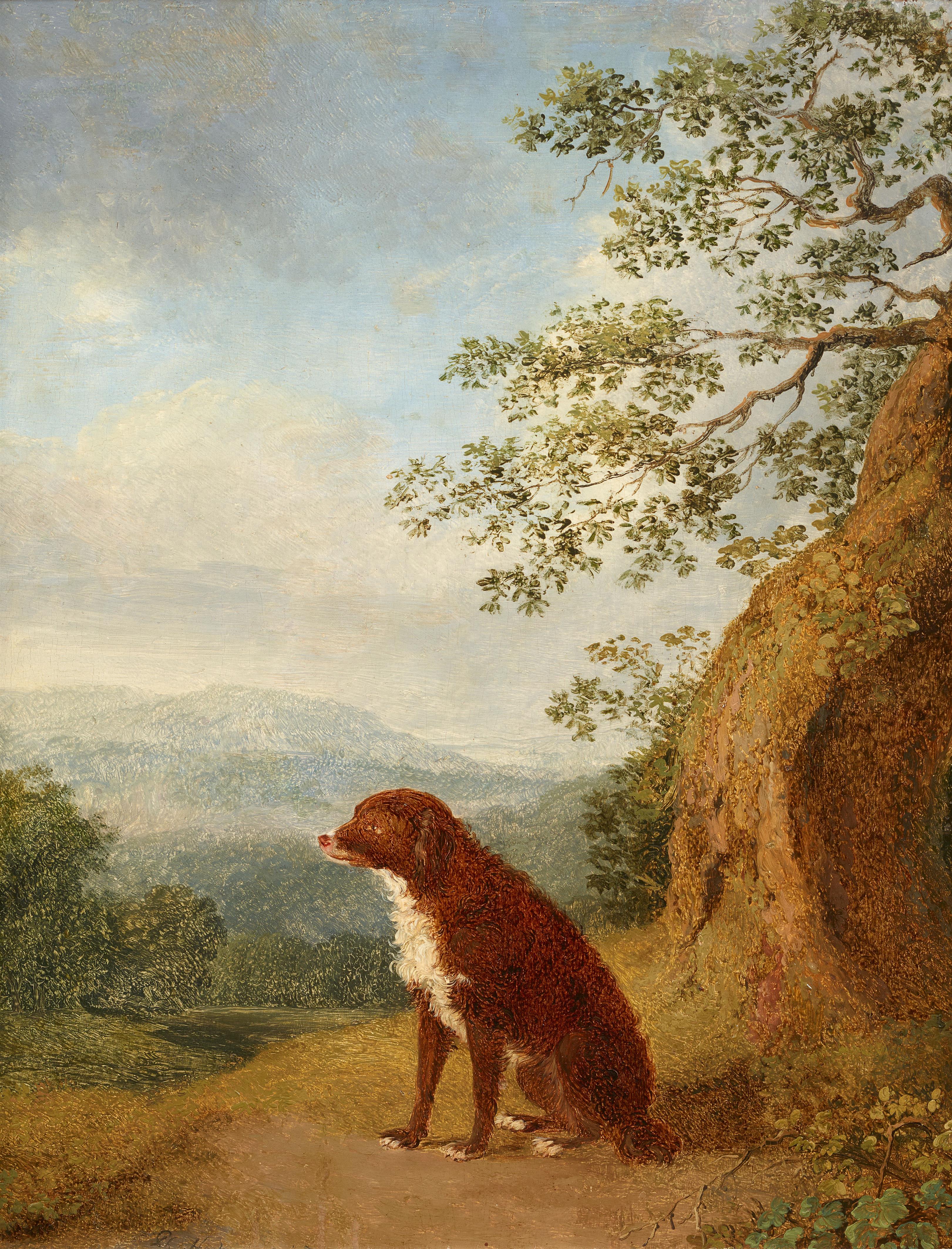 Jacob Philipp Hackert - Sitzender Hund in Landschaft - image-1