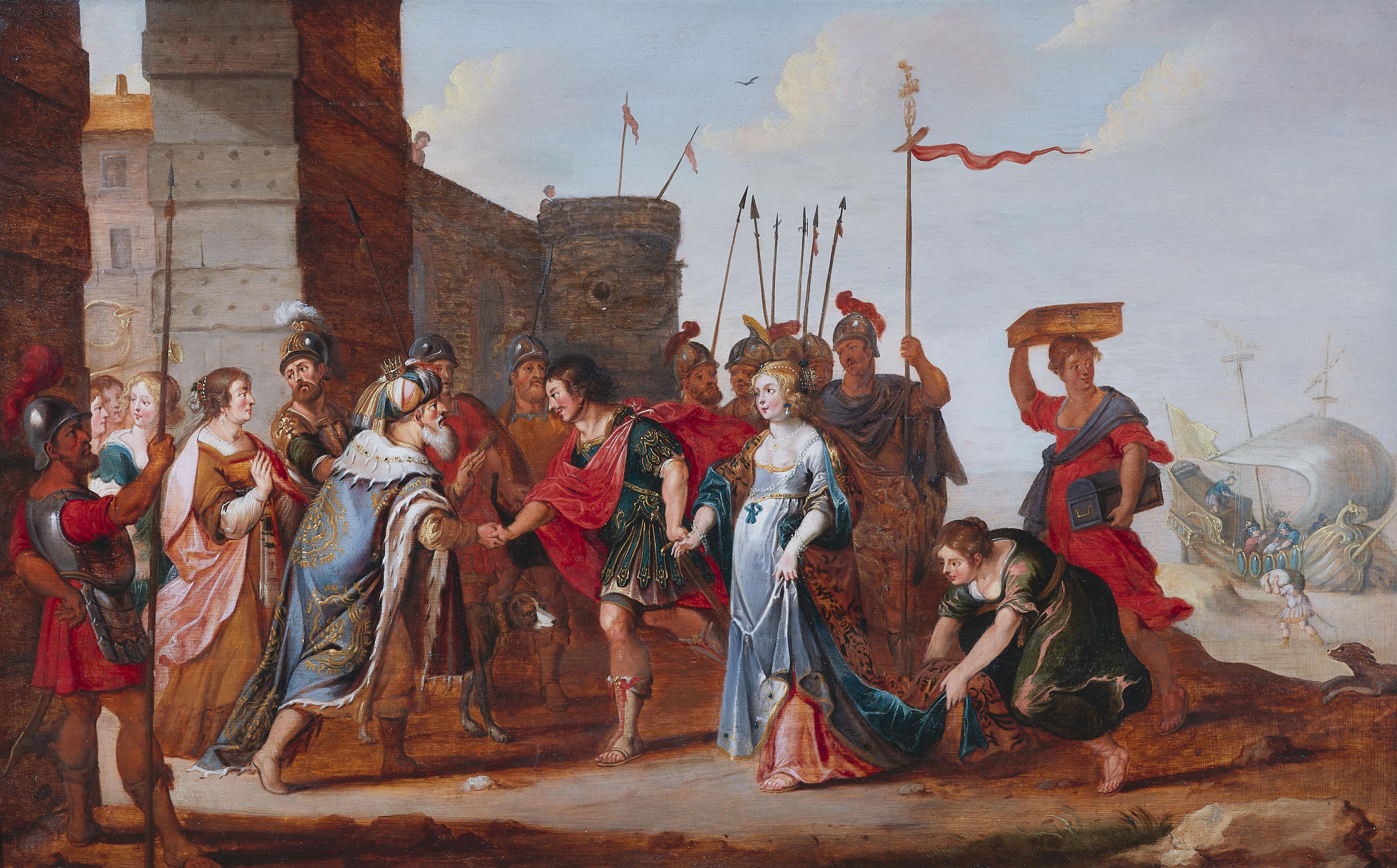 Hans III. Jordaens - Paris leading Helen to Troy - image-1