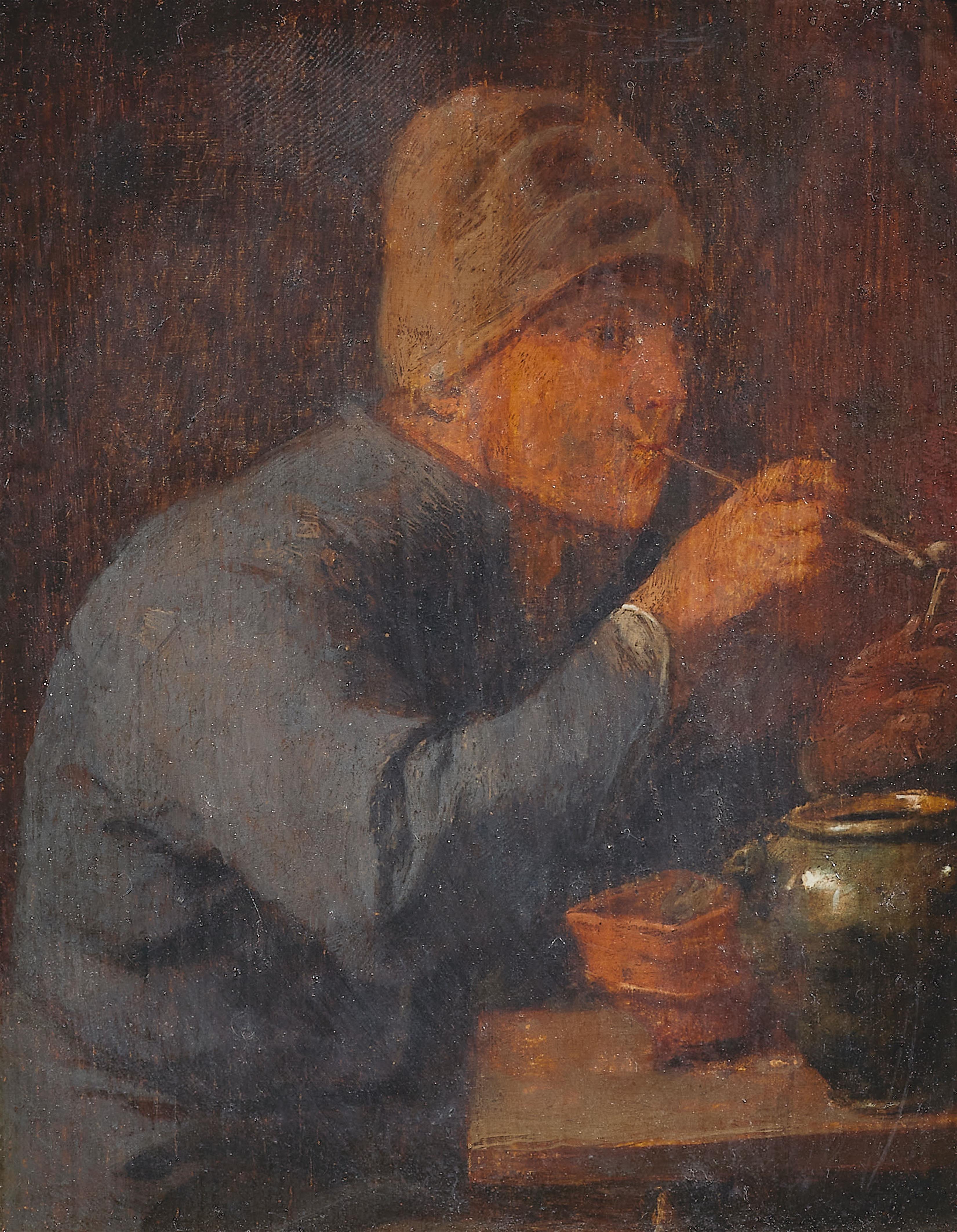 Adriaen Brouwer, attributed to - A Smoker (The Sense of Taste) - image-1