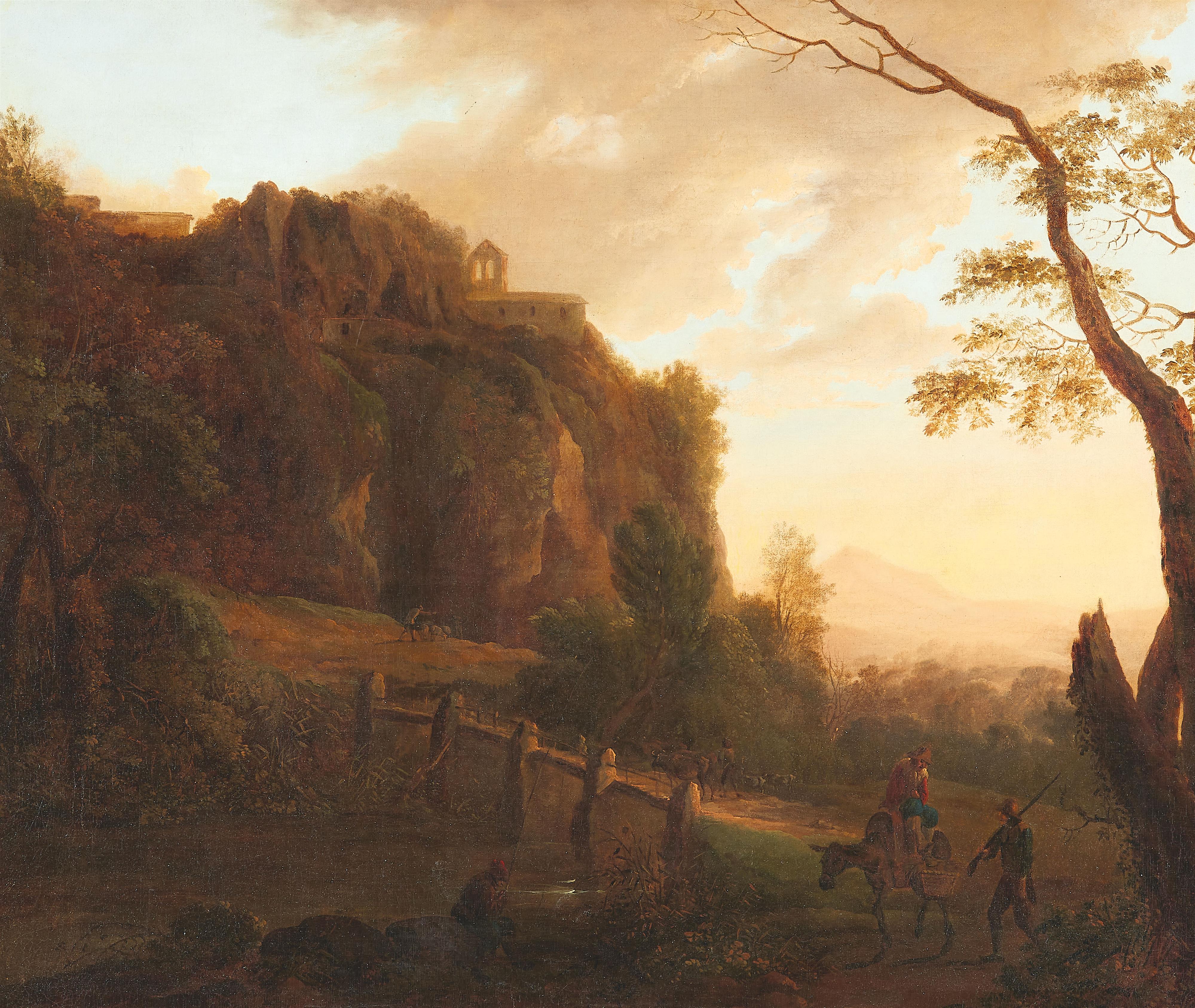 Jan Both, zugeschrieben - Südliche Landschaft mit einer Brücke und Hirten - image-1