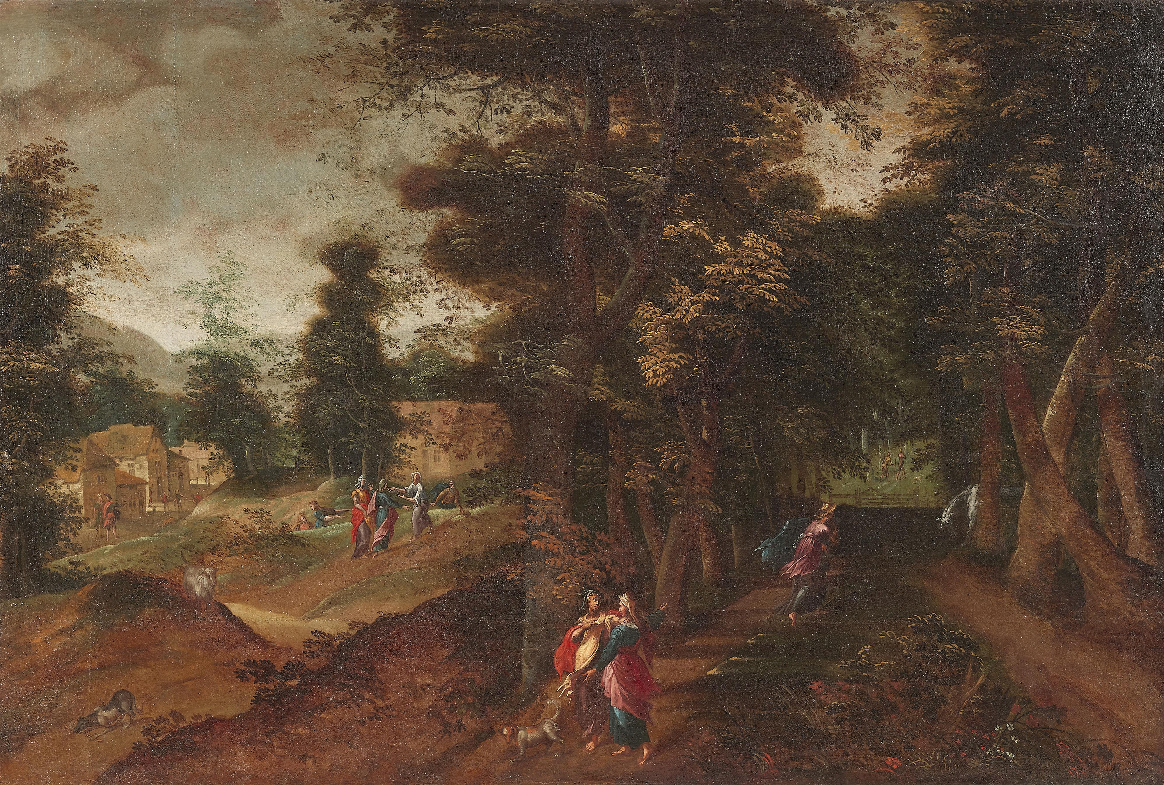 Abraham Bloemaert, attributed to - Wooded landscape with figures - image-1