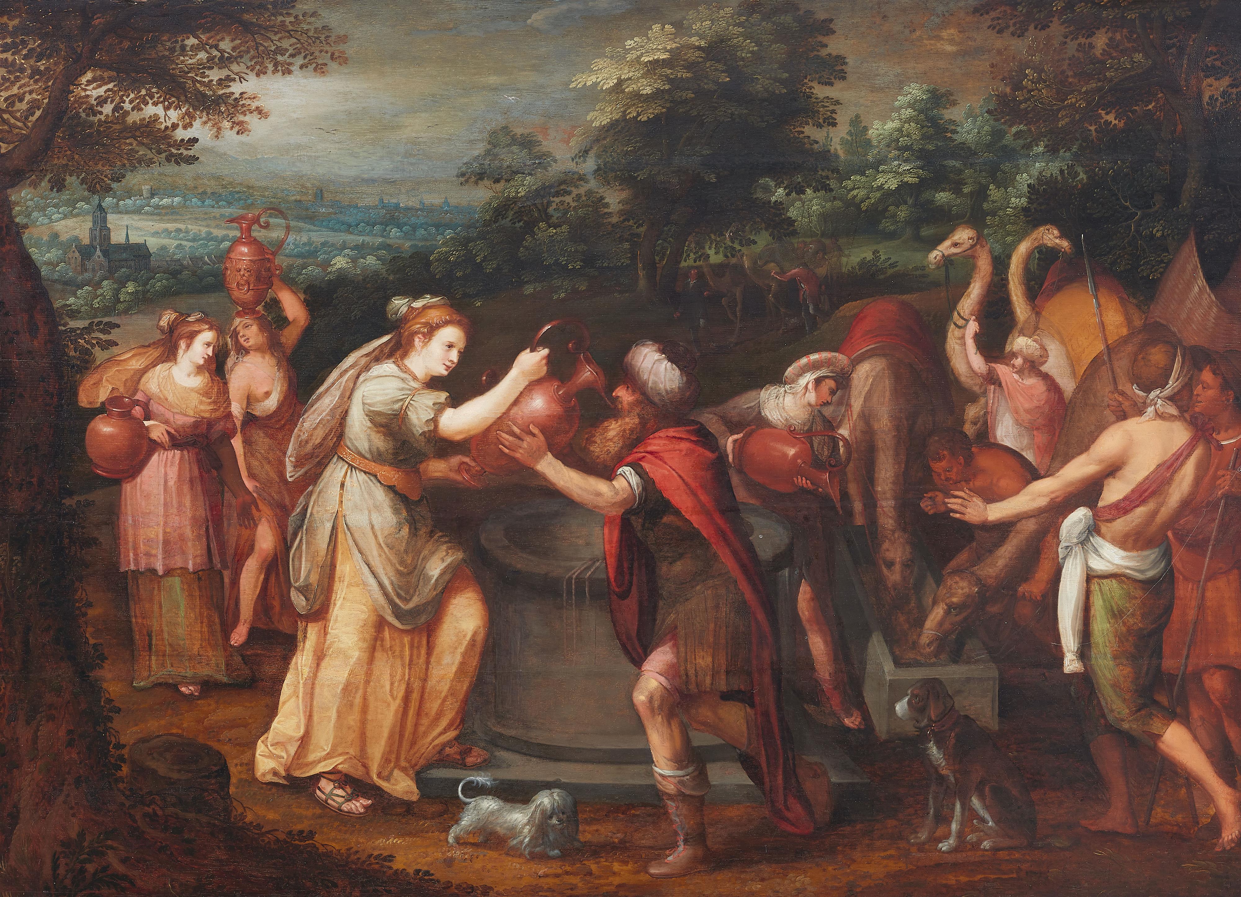 Flemish School 17th century - Rebecca and Eliezer at the Well - image-1