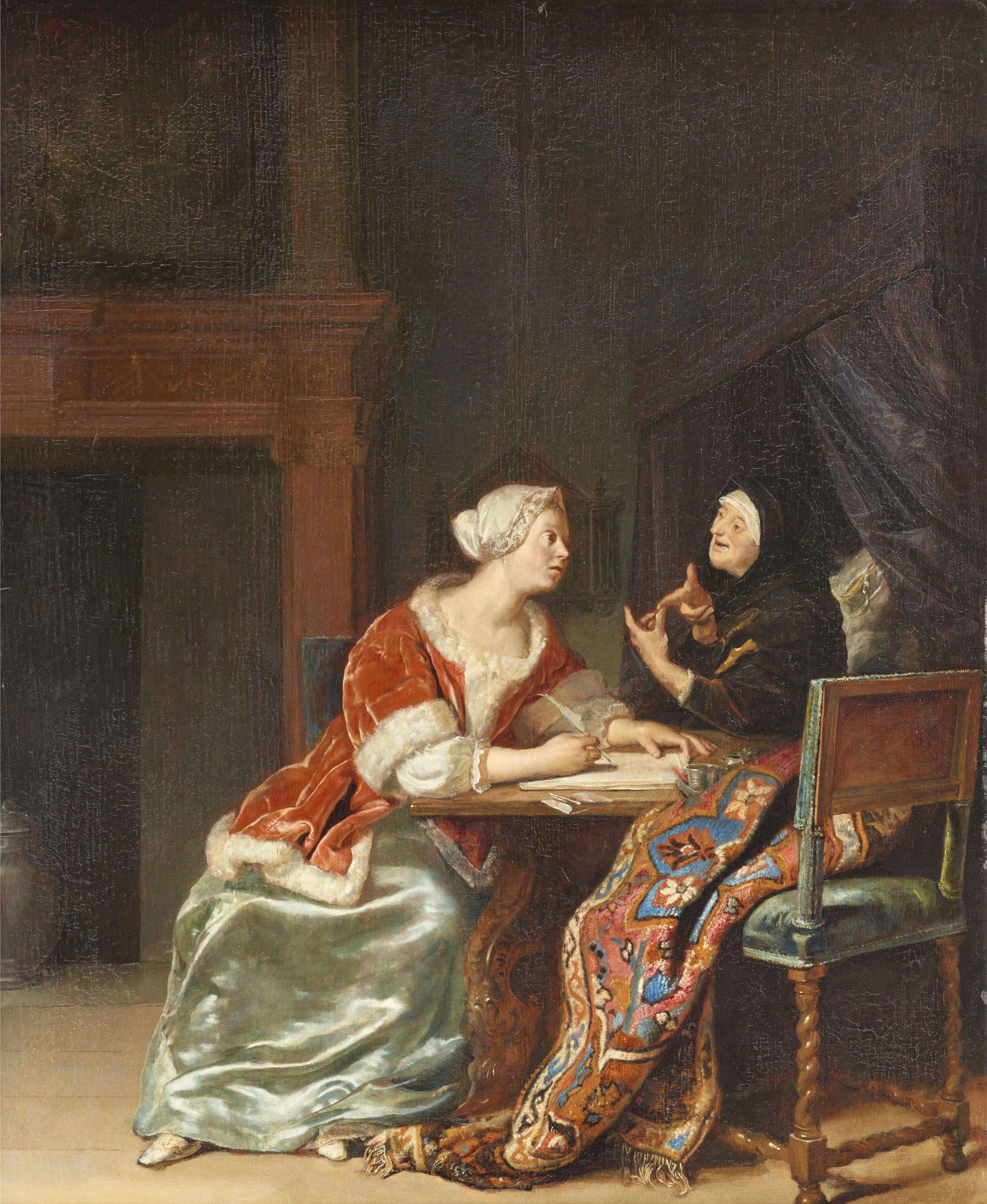 Jan Miense Molenaer - Interieur mit einer jungen Briefschreiberin und einer alten Frau - image-1