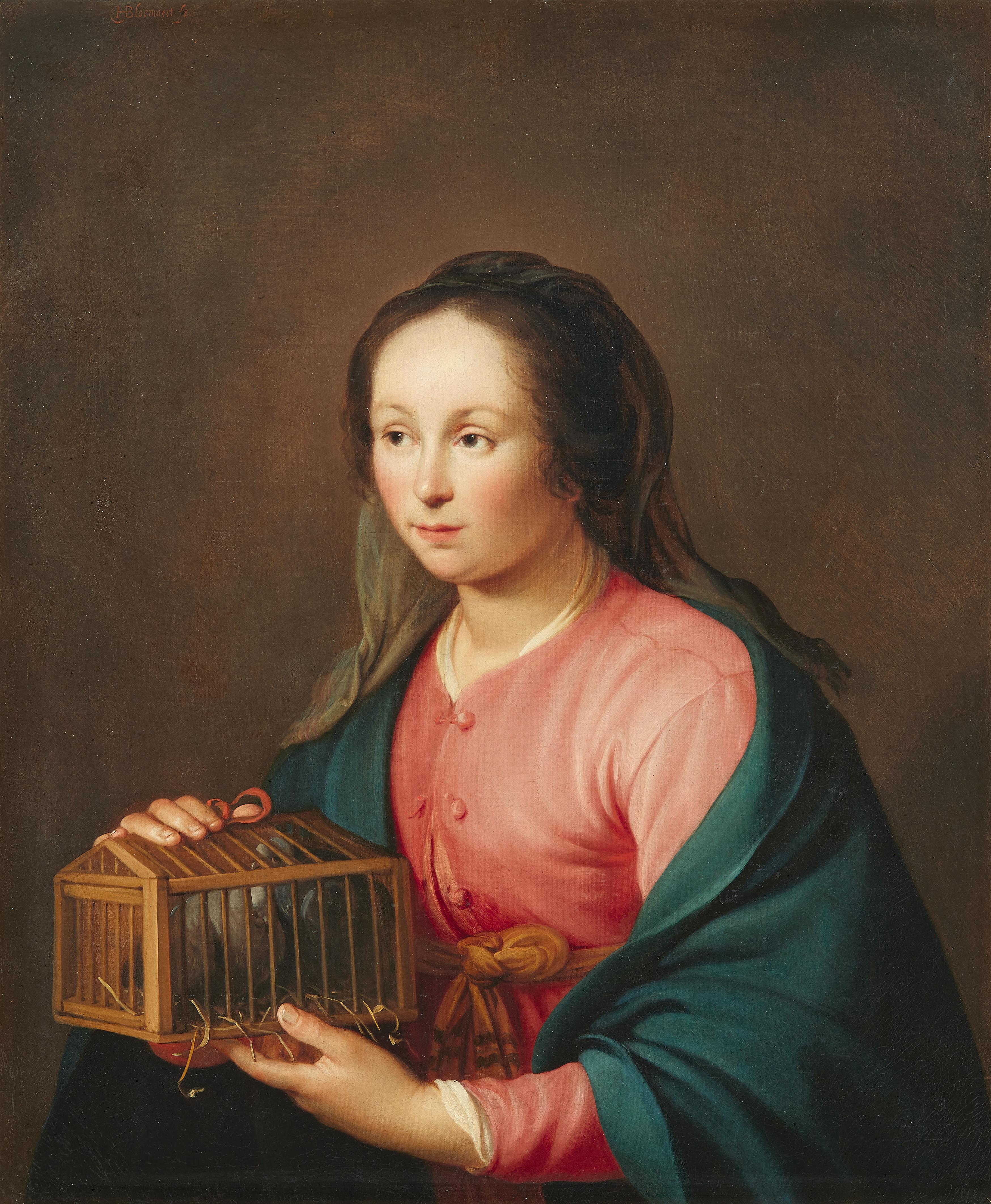 Hendrick Bloemaert - Junge Frau mit Vogelkäfig - image-1