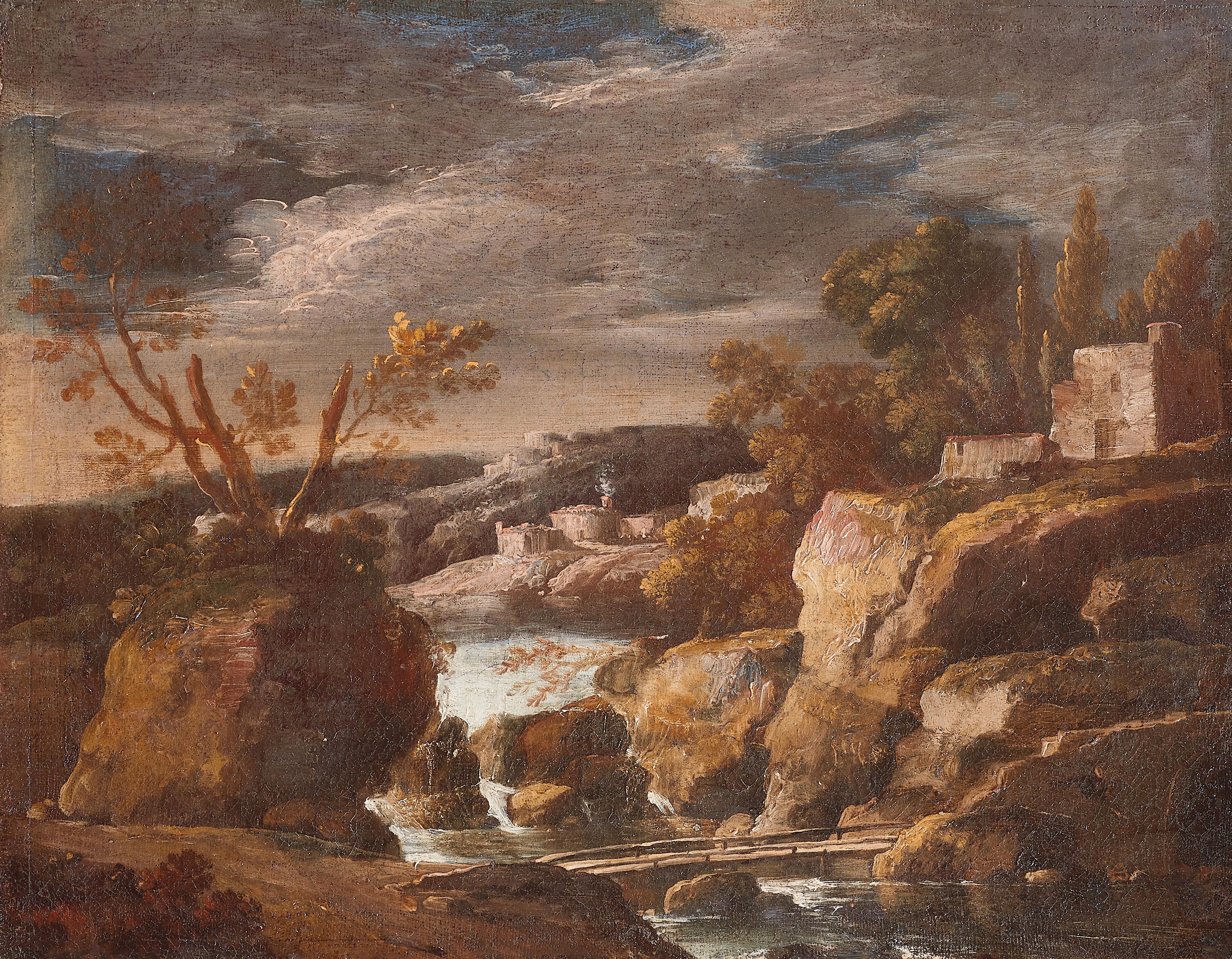 Antonio Francesco Peruzzini, zugeschrieben - Landschaft mit Wasserfall - image-1