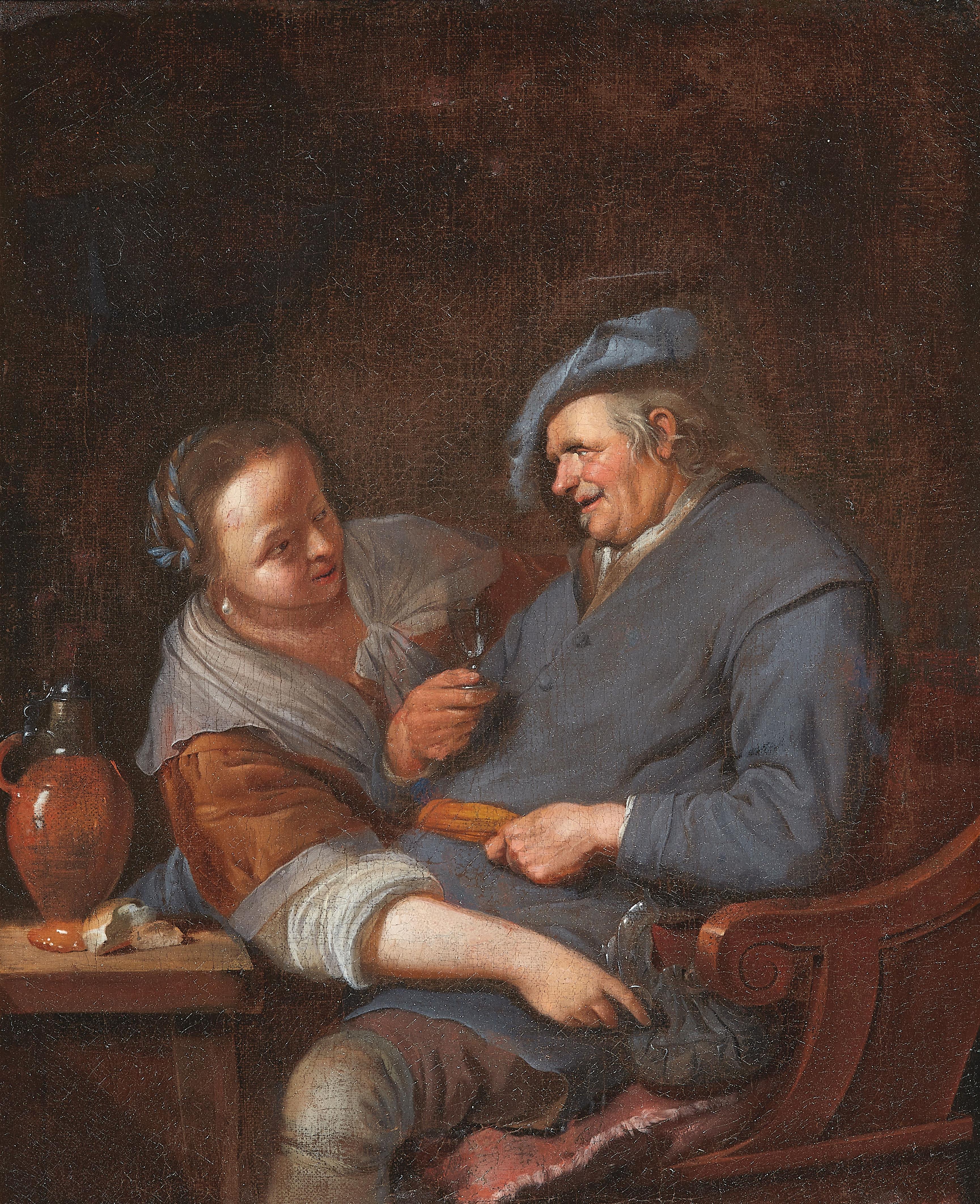 Jacob Toorenvliet - Genreszene mit einem Mann und einer Frau am Tisch - image-1