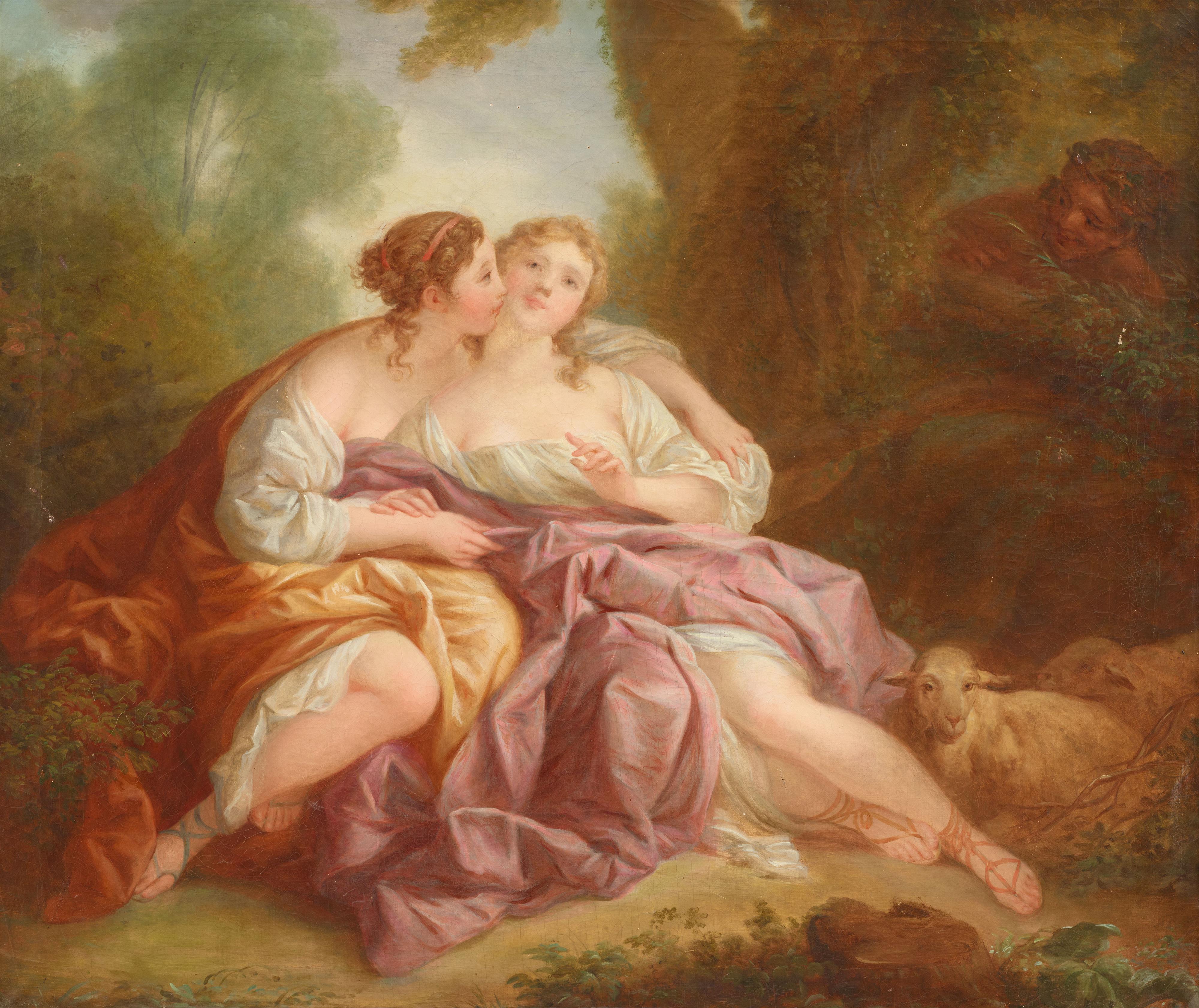 French School, 2nd half 18th century - Two Nymphs Bathing - image-1