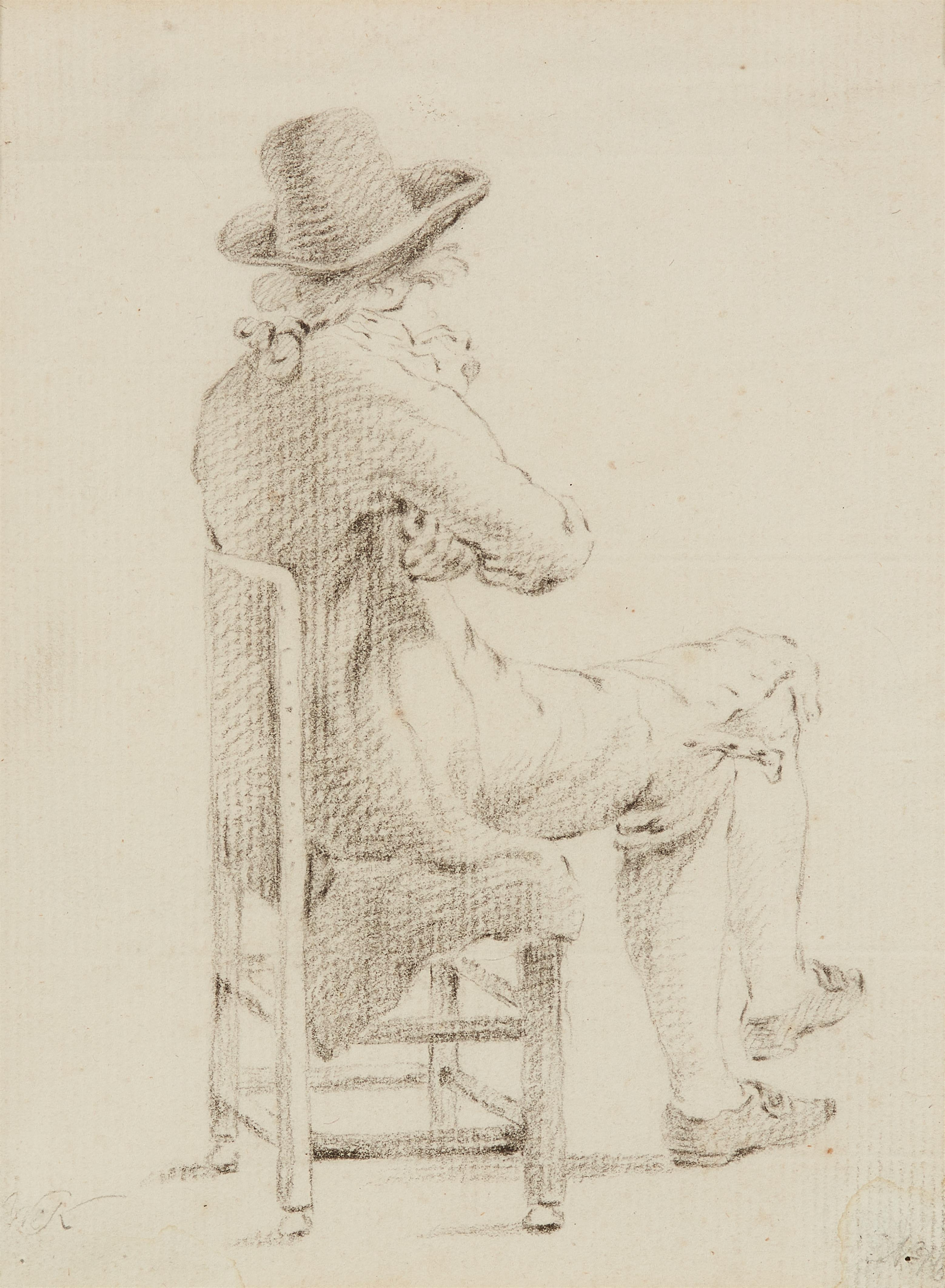 Wilhelm Alexander von Kobell - Auf einem Stuhl sitzender Mann, Rückenansicht - image-1