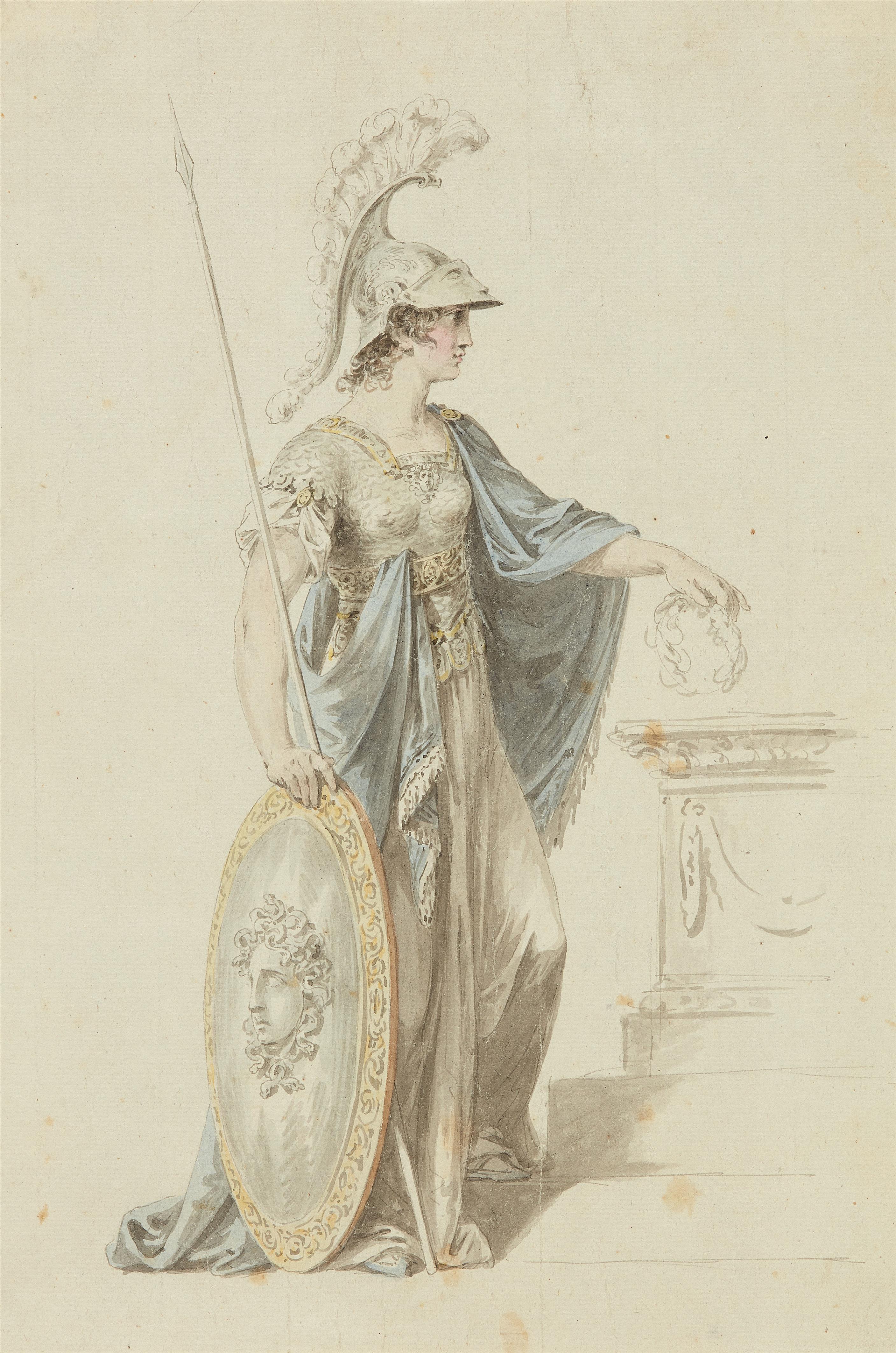 German Artist around 1800 - Athena with Sword, Spear and Laurel Wreath - image-1