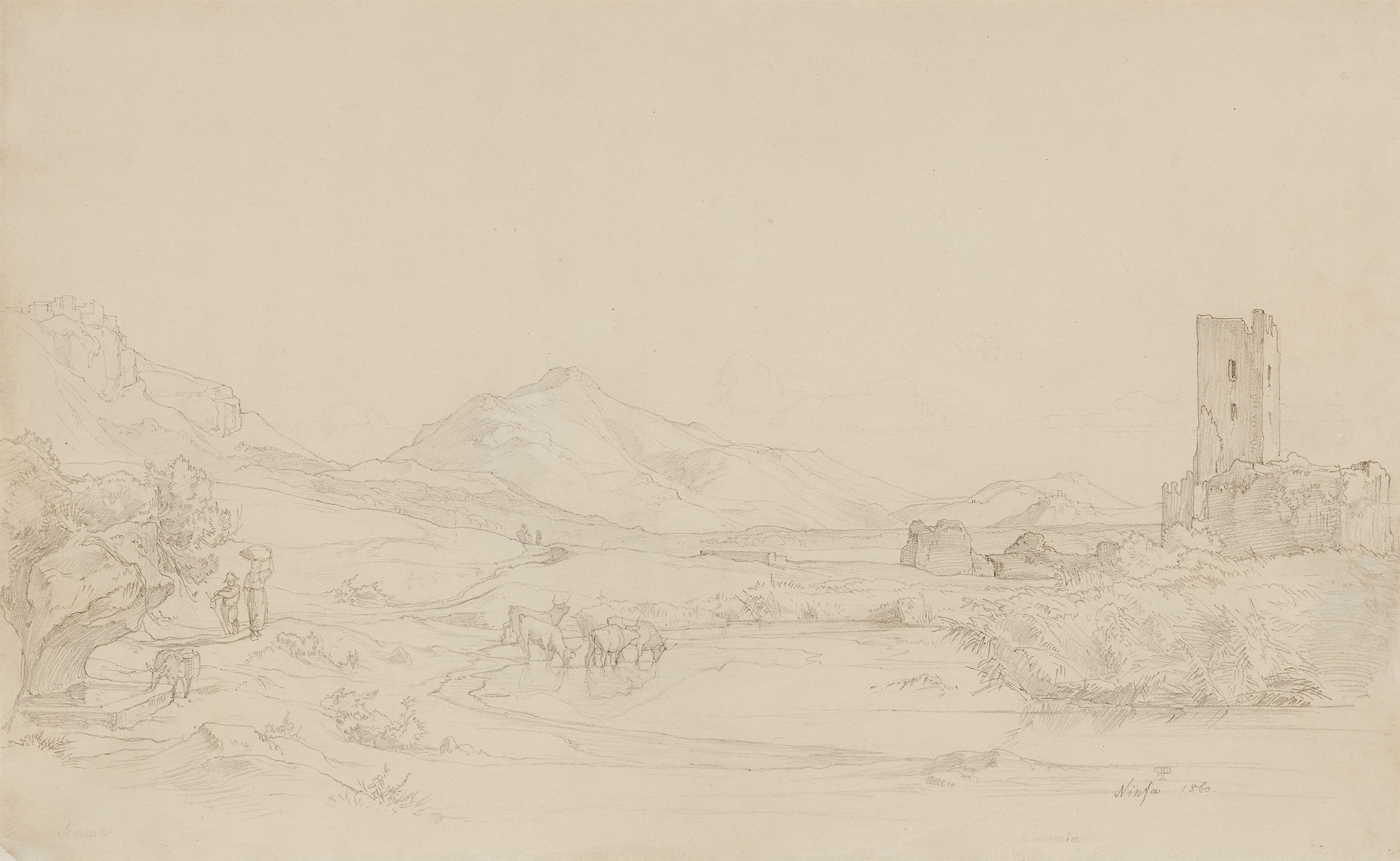 Friedrich Preller the Elder - Southern Italian landscape near Sermoneta - image-1