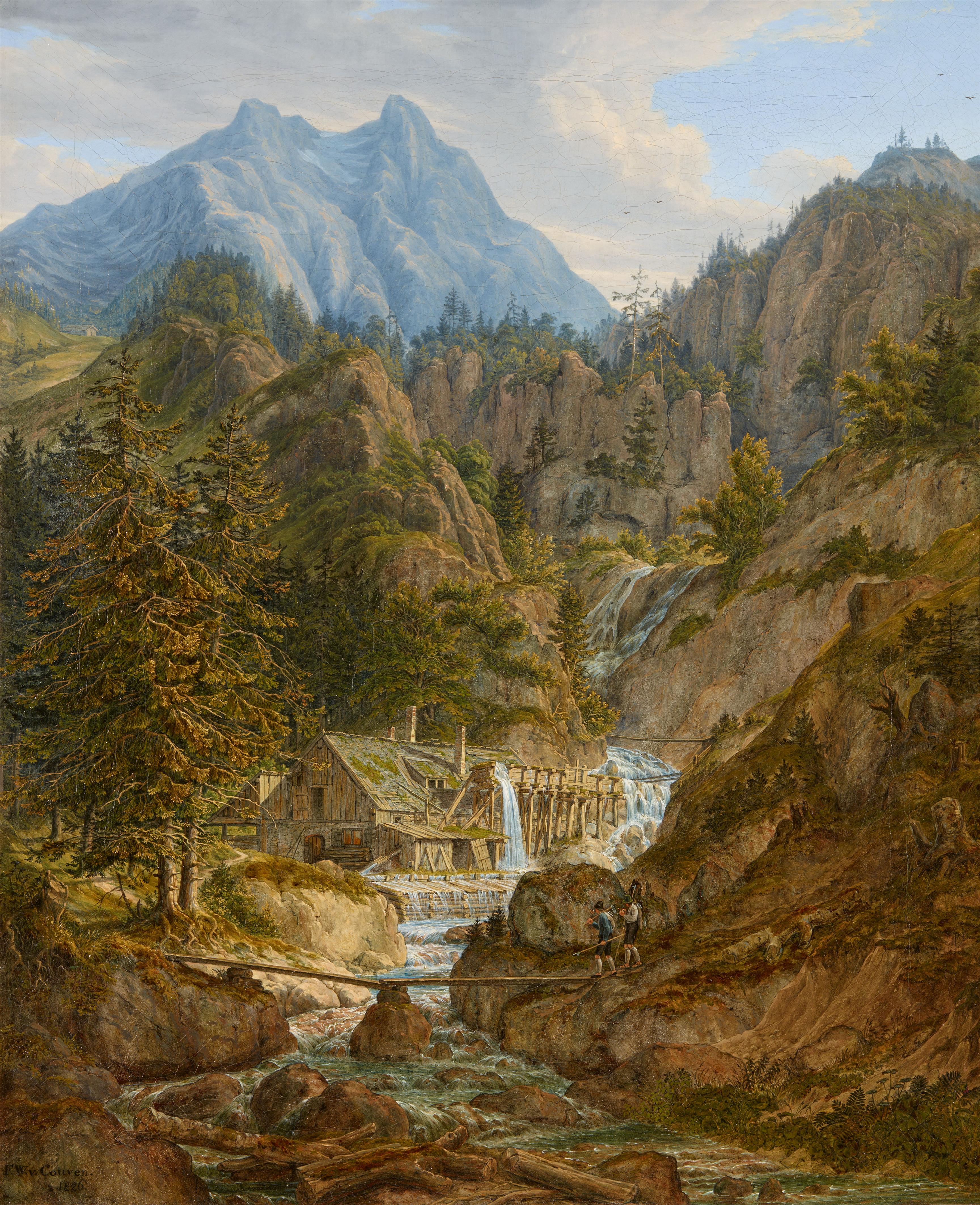 Ferdinand Wilhlem von Couven - Mill on a Mountain Stream in front of the Watzmann Massif - image-1