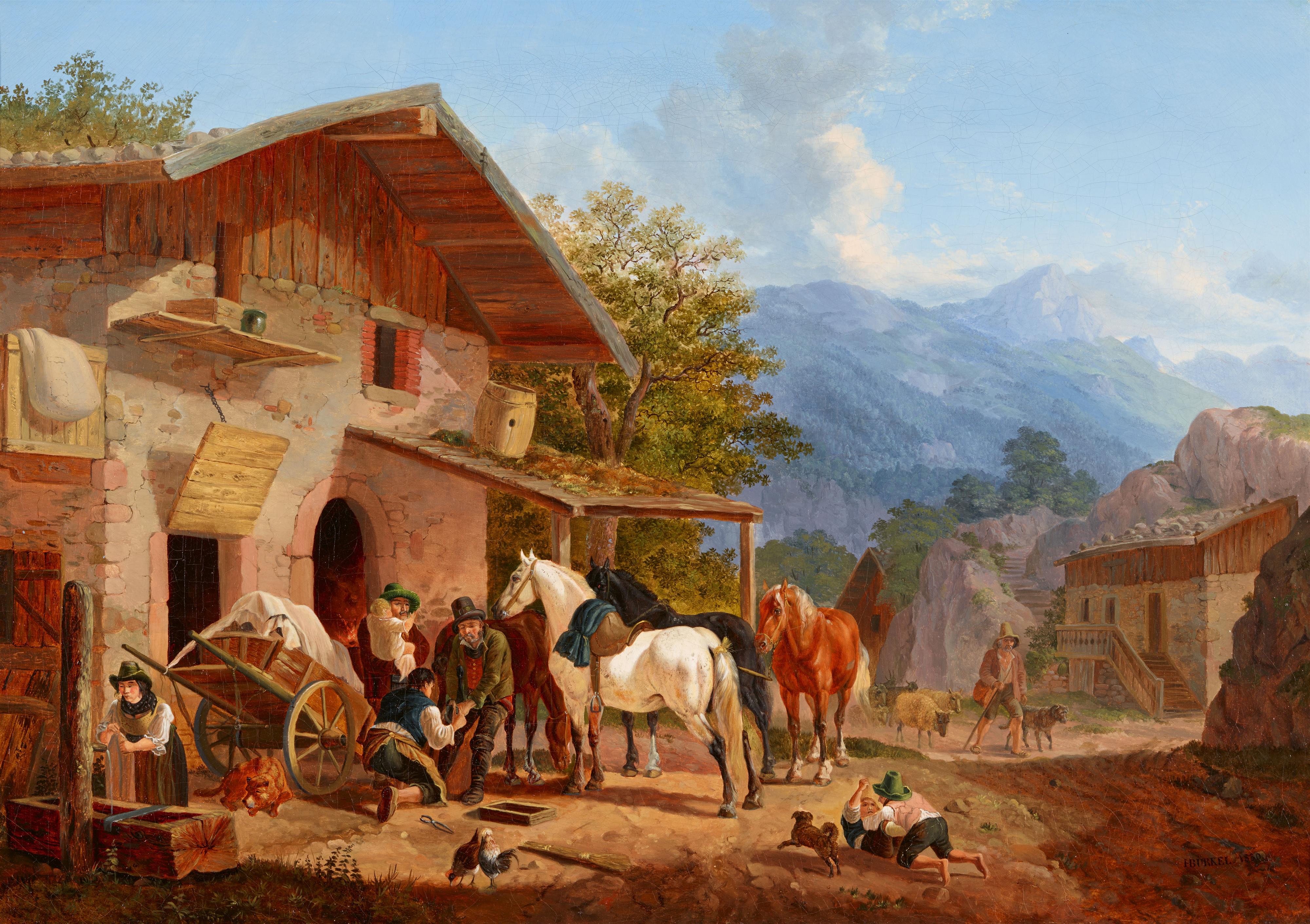 Heinrich Bürkel - Blacksmiths in a Mountain Village - image-1