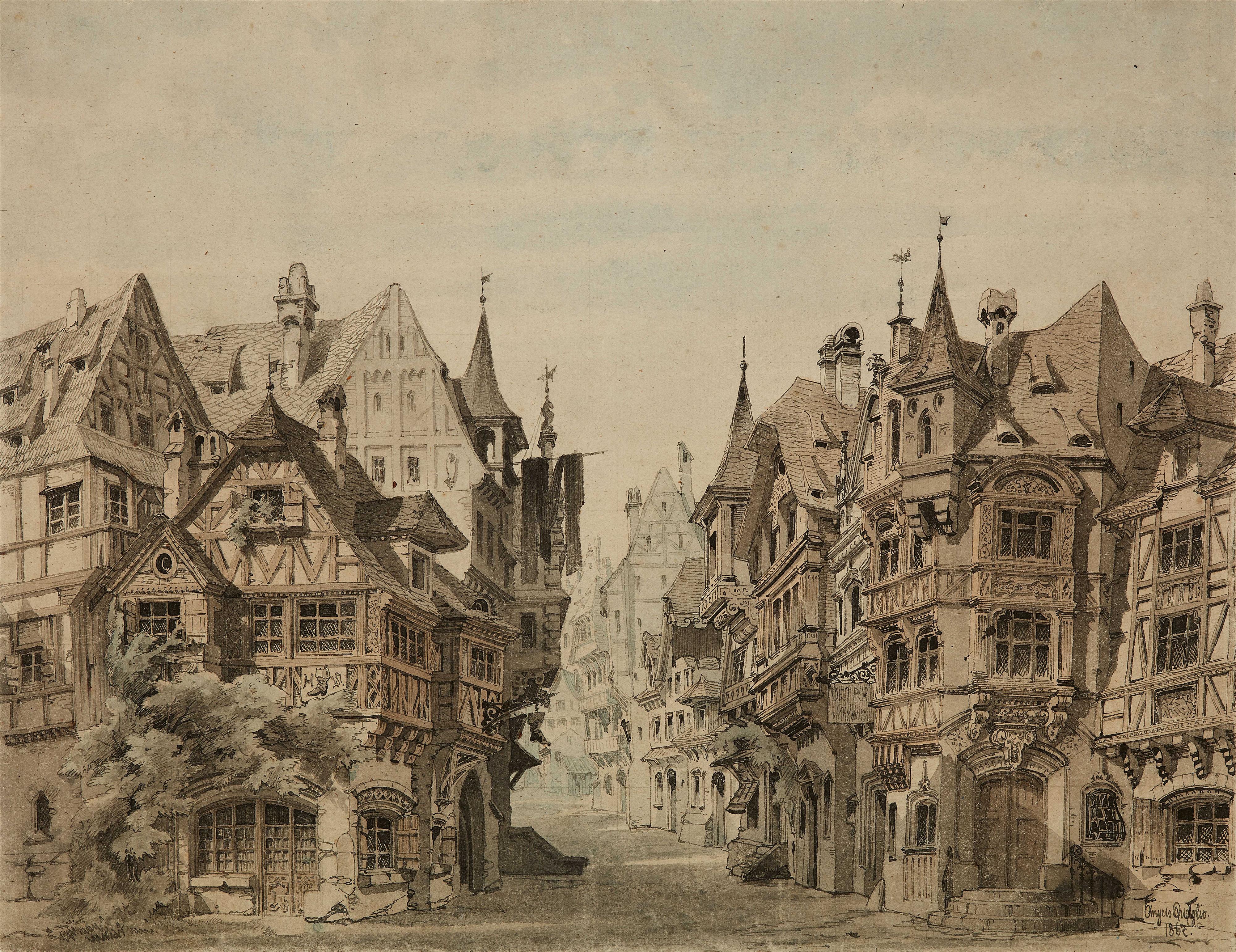 Angelo Quaglio the Younger - Stage design for Act II of the "Meistersinger von Nürnberg" for the premiere at the Munich National Theatre in 1868 - image-1