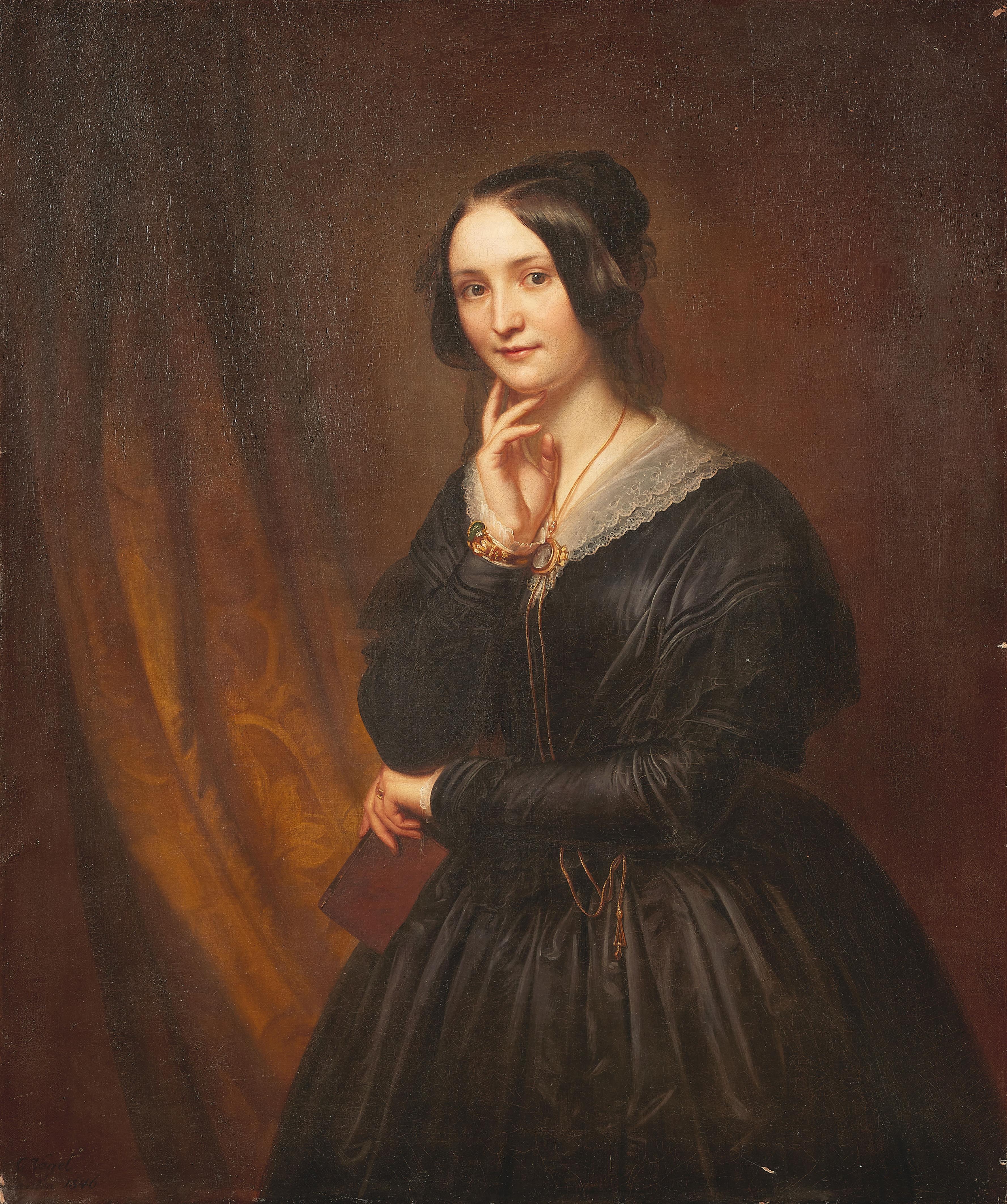 Carl Christian Vogel von Vogelstein - Portrait of a Lady in a Black Dress - image-1