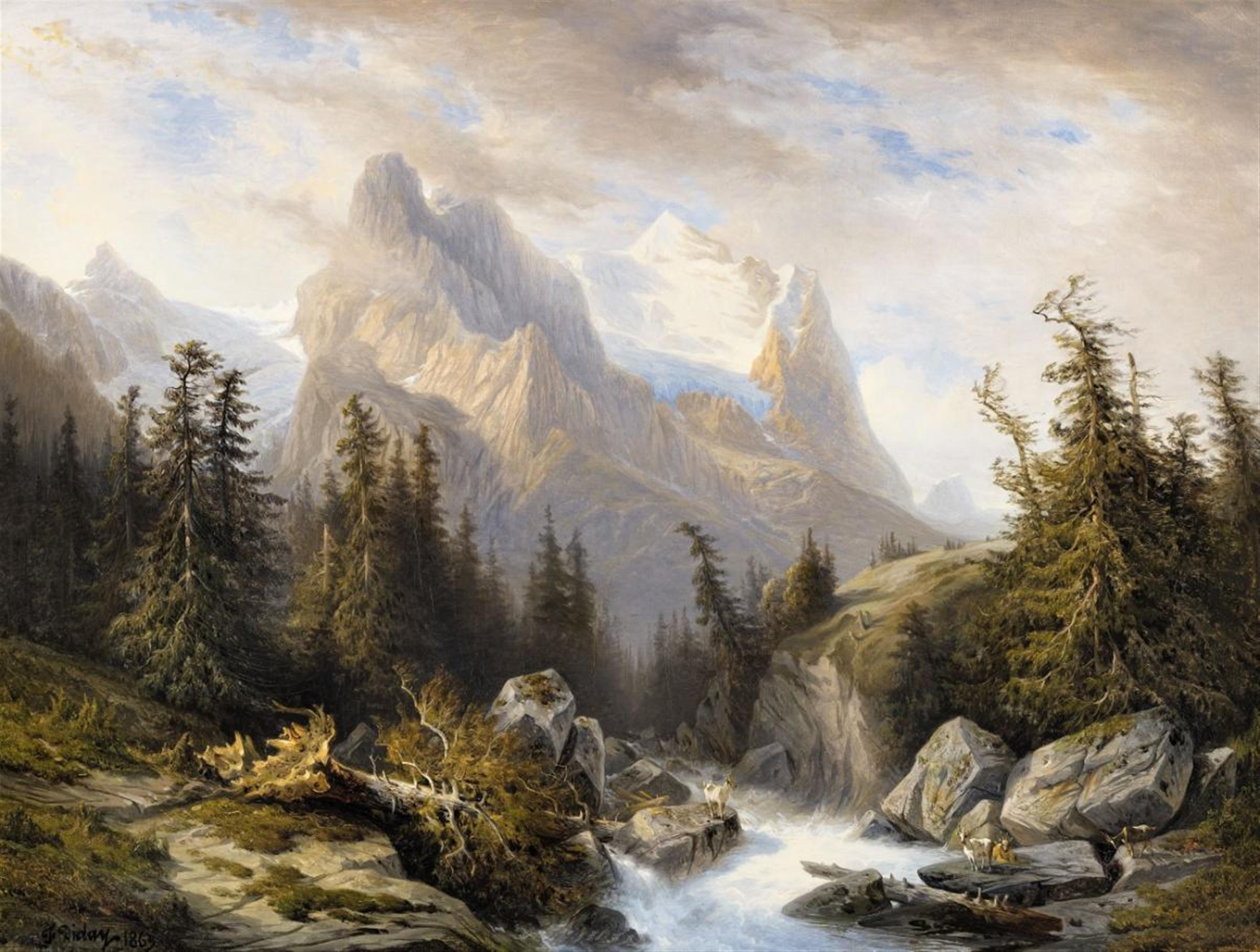 Francois Diday - Mountainous Landscape with the Rosenlaui Glacier - image-1