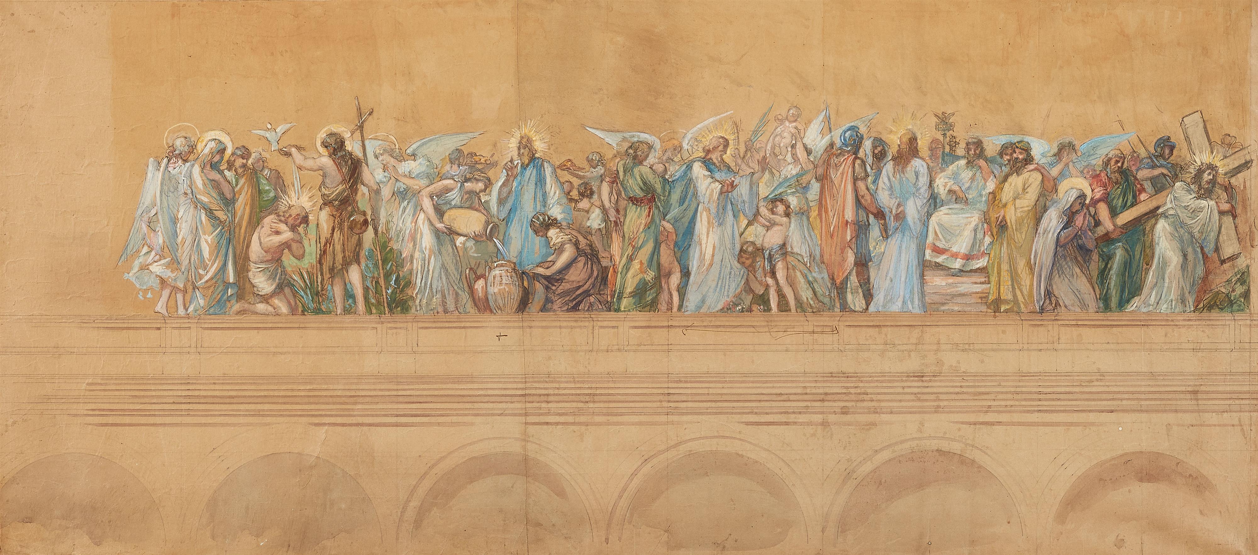 Luc Olivier Merson, circle of - Two Large-Format Designs for a Church Mural with Scenes from the Life of Christ - image-1