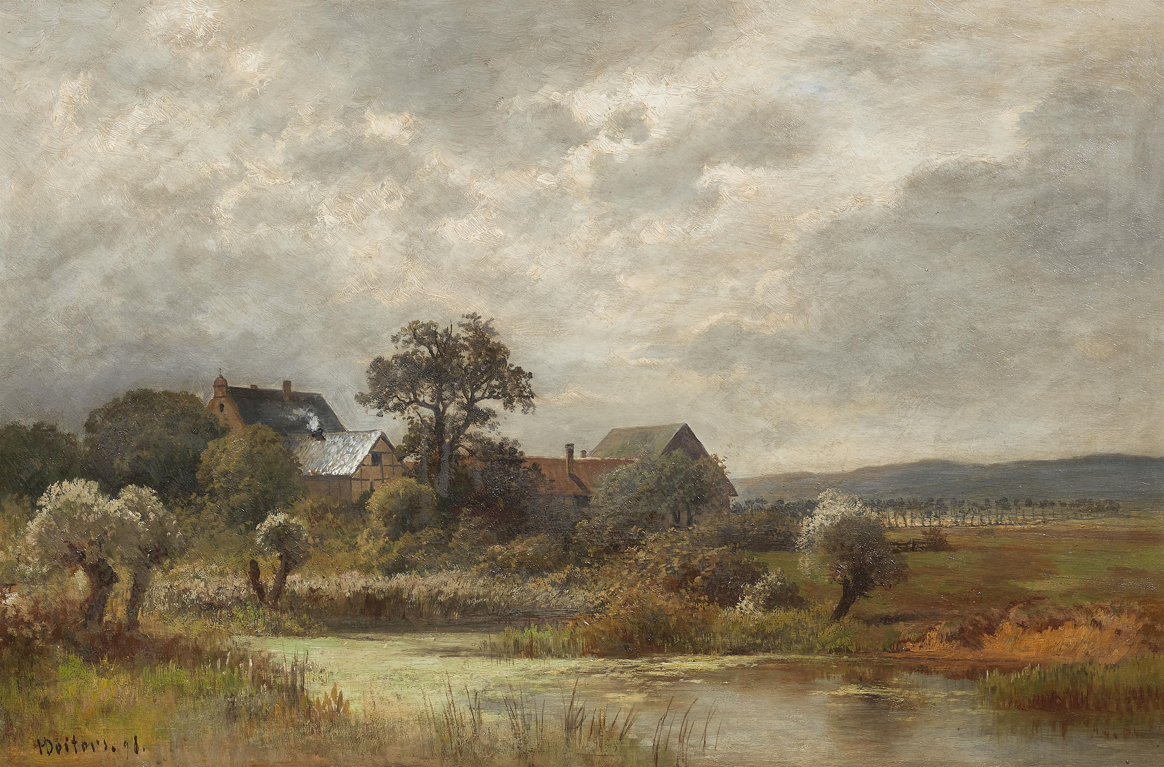 Heinrich Deiters - A Landscape with Farmstead - image-1