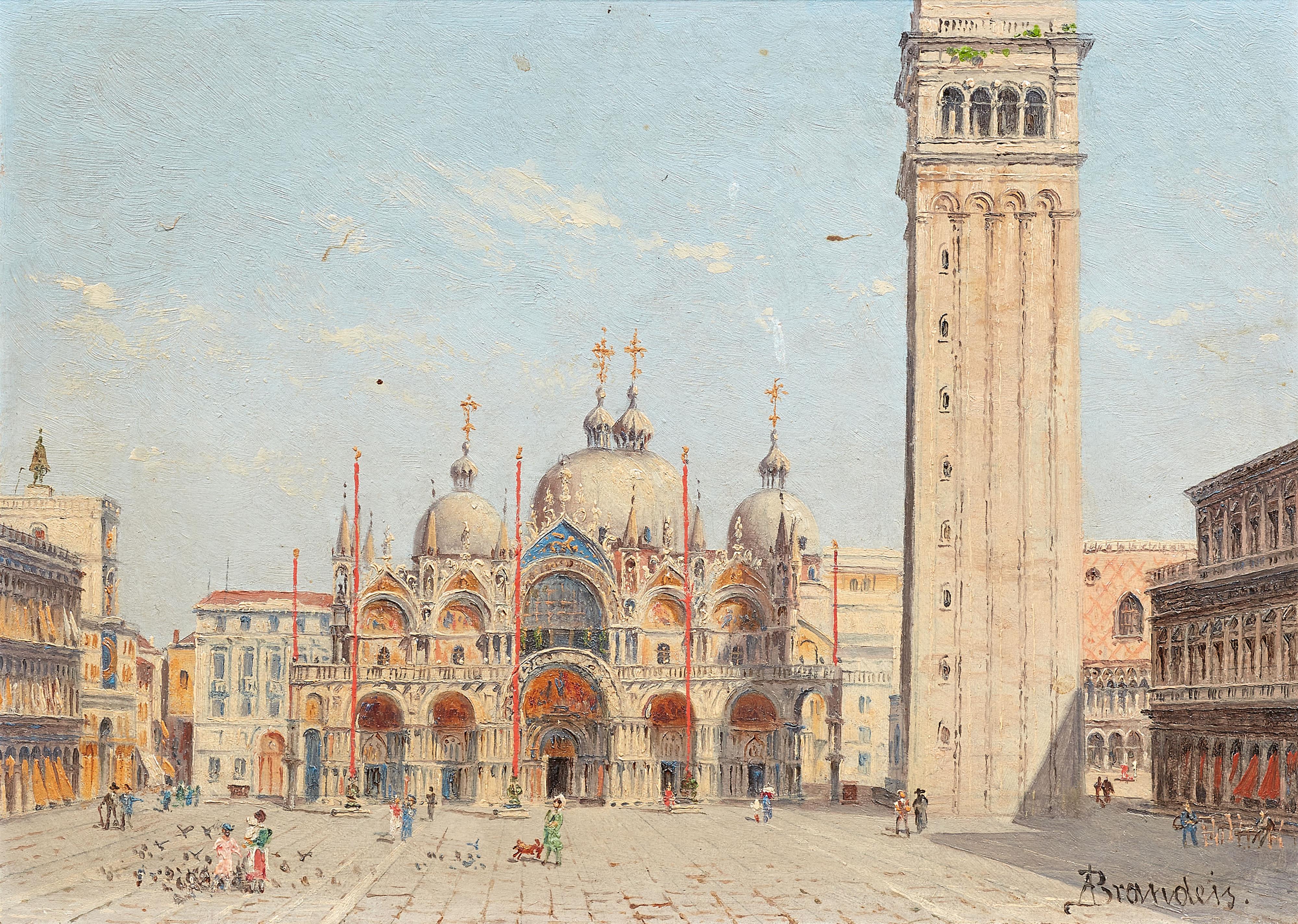 Antonietta Brandeis - Paar Venedigansichten:
Piazza San Marco mit Basilica di San Marco 
Riva degli Schiavoni mit Dogenpalast - image-1