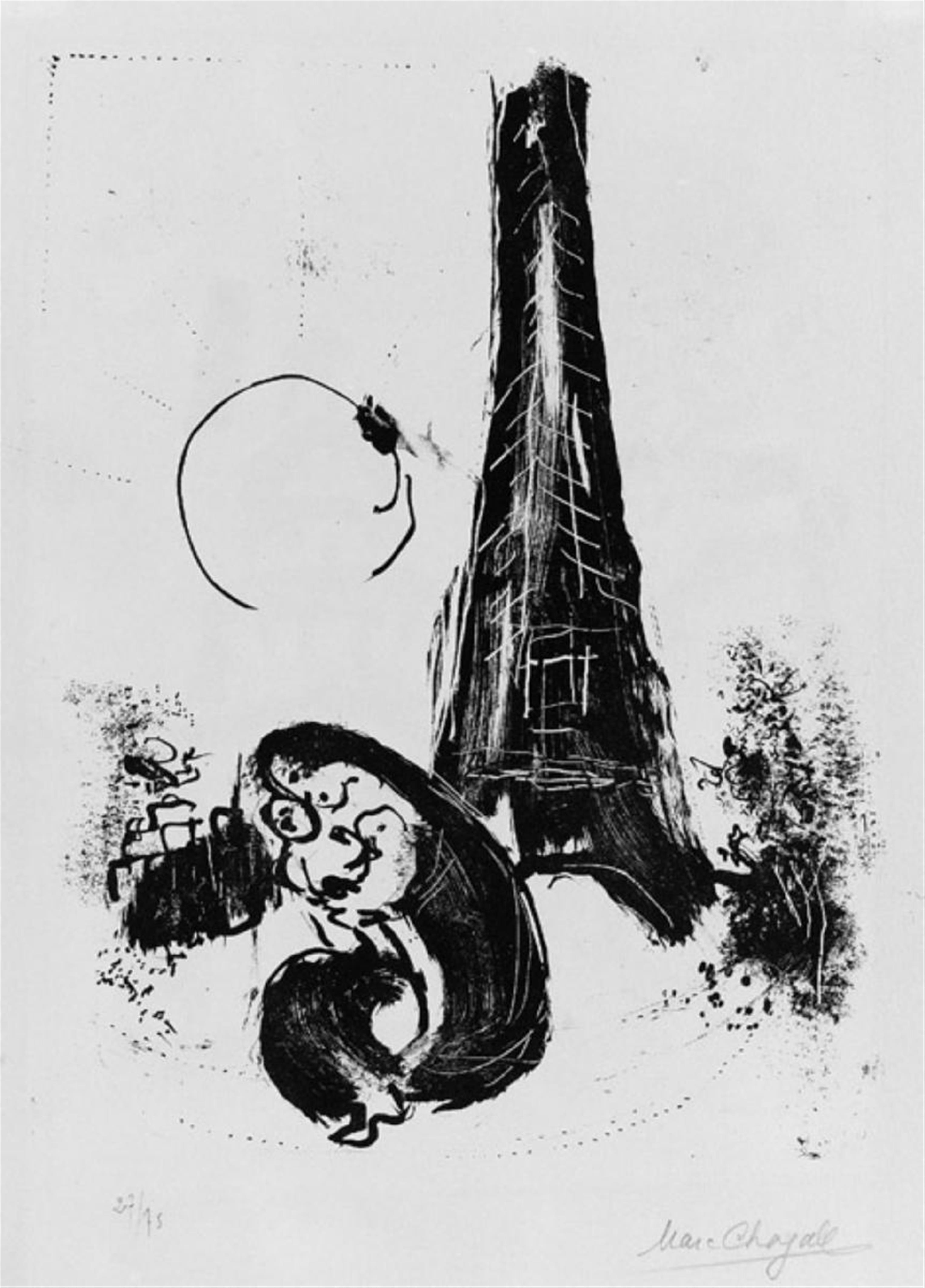 Marc Chagall - Mutter und Kind am Eiffelturm - image-1