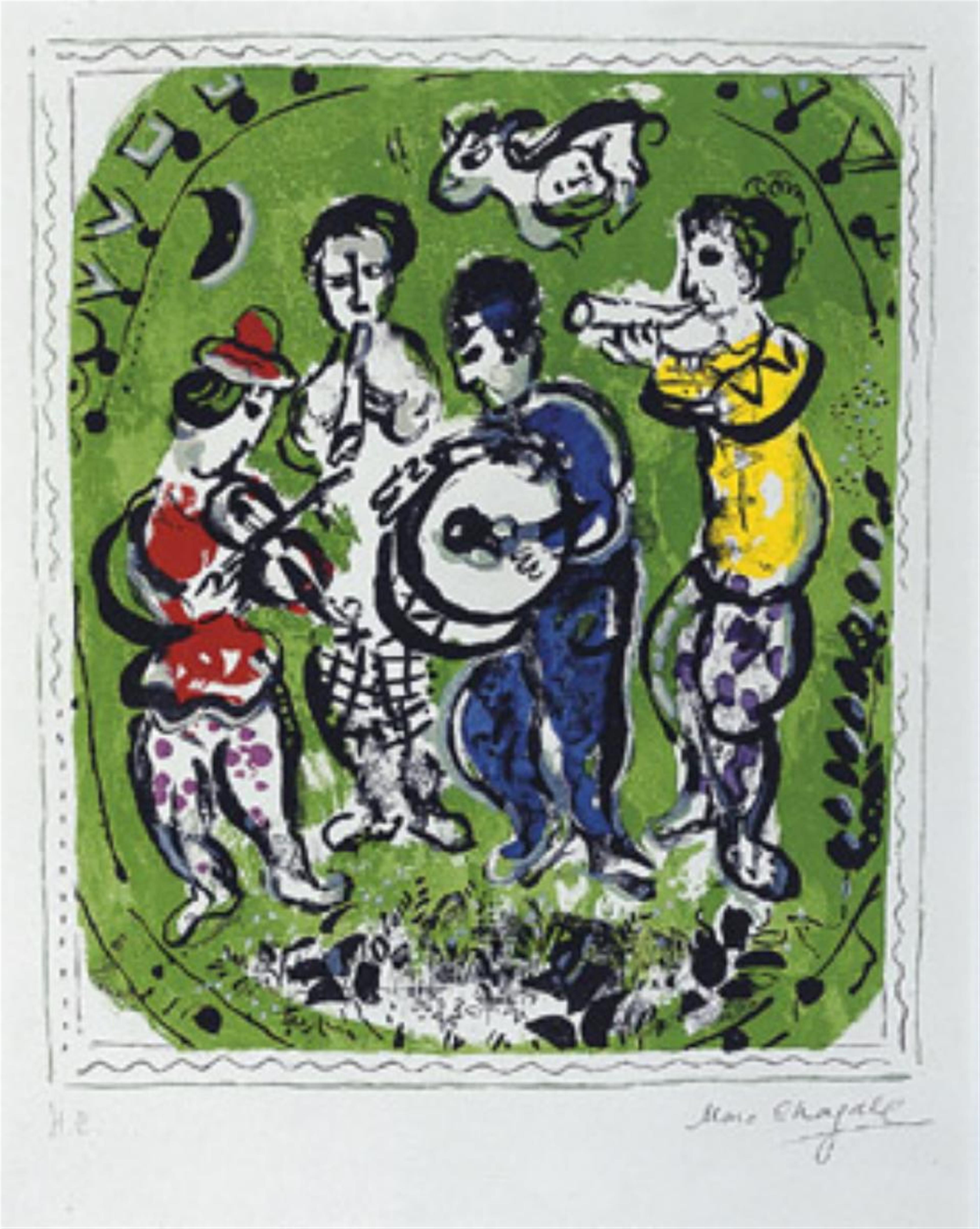 Marc Chagall - Musikanten auf grünem Grund - image-1