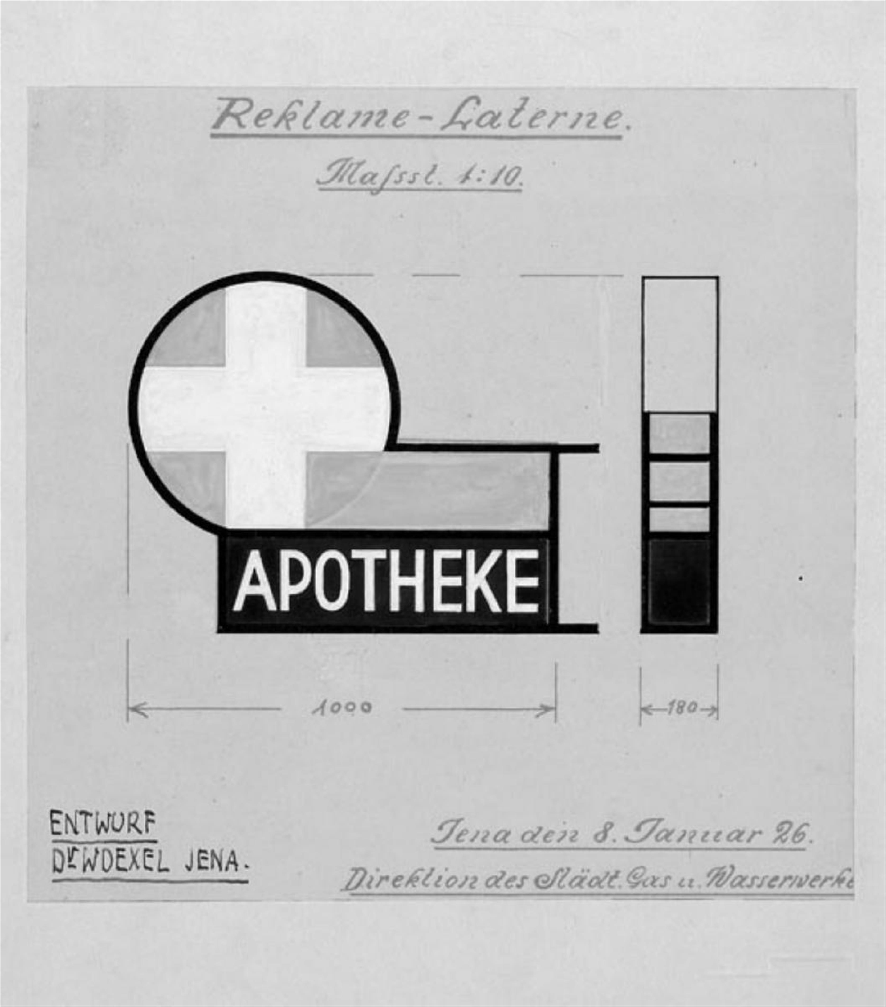 Walter Dexel - Entwurf für eine Reklame-Laterne "Apotheke" - image-1
