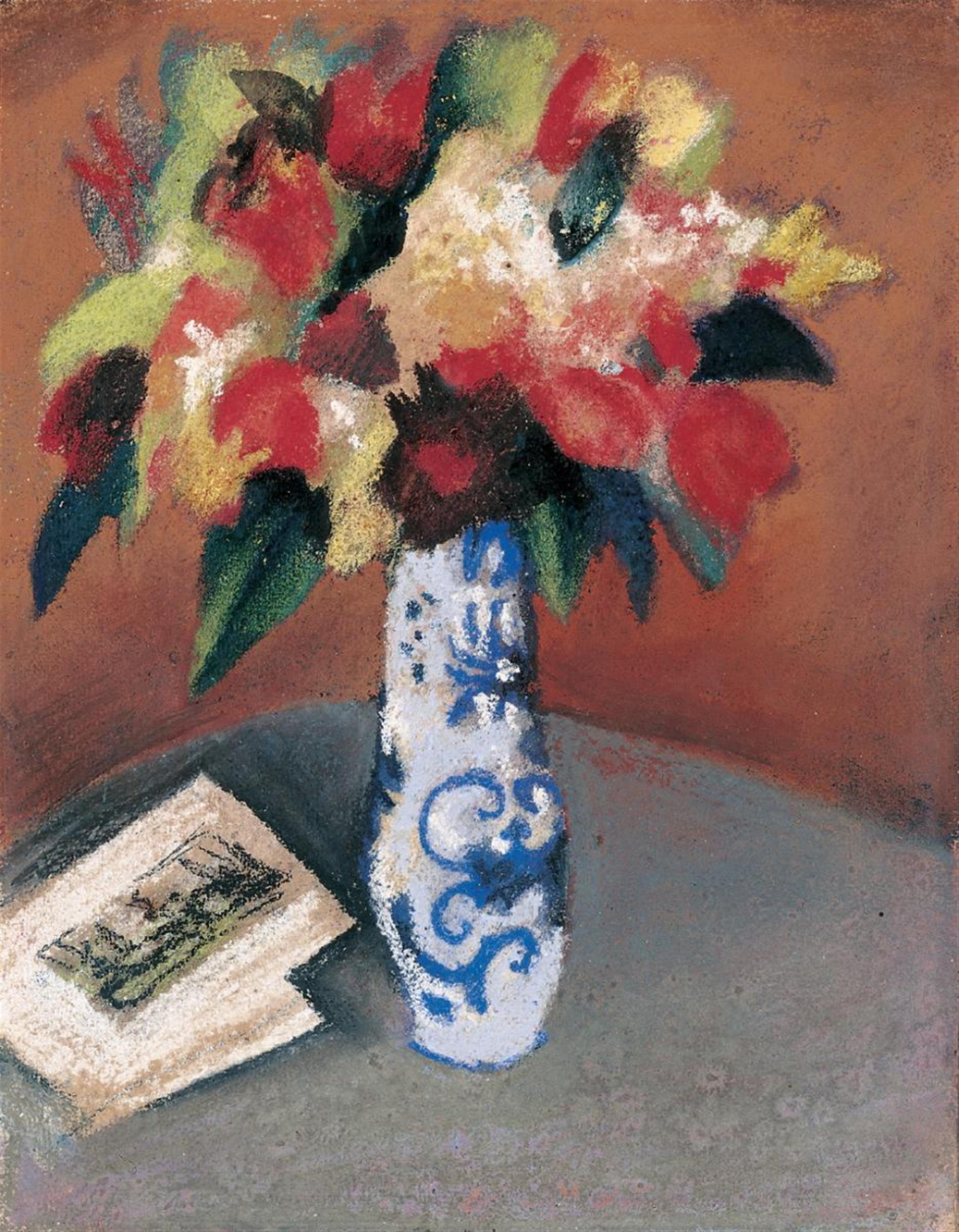 August Macke - Tulpenstrauß in blau-weißer Vase - image-1