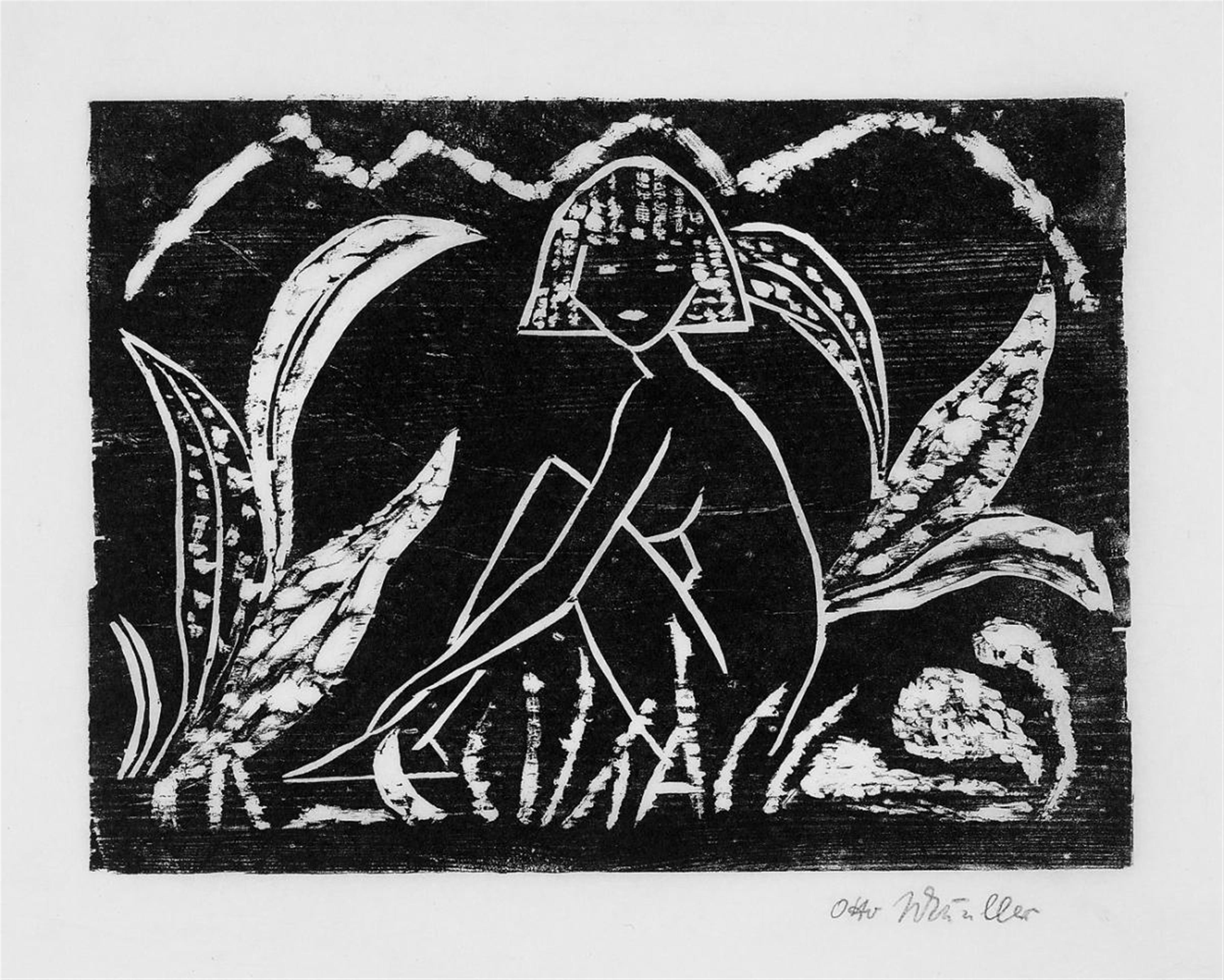 Otto Mueller - Knabe zwischen Blattpflanzen (Knabe im Schilf) - image-1