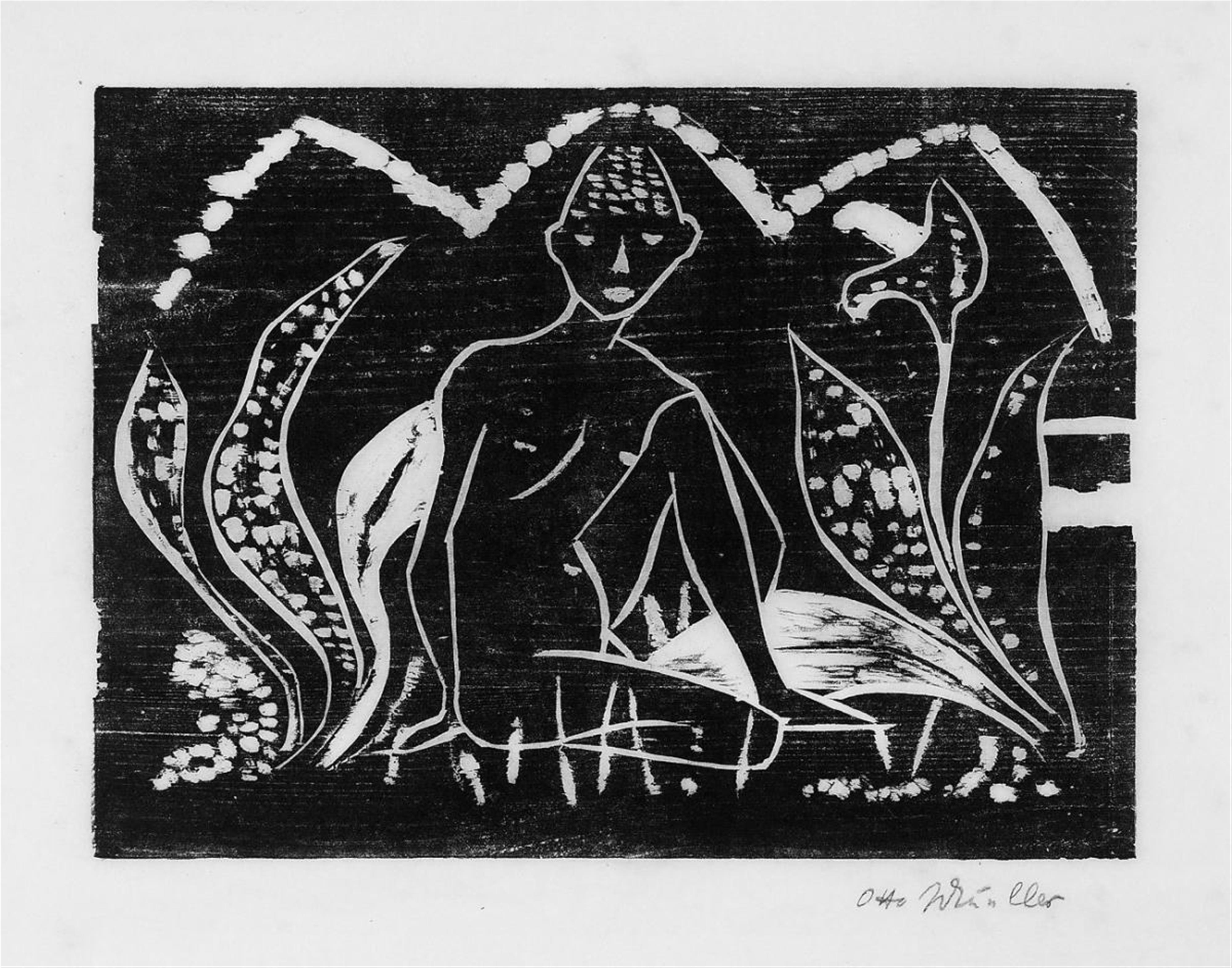 Otto Mueller - Mädchen zwischen Blattpflanzen (Mädchen im Schilf) - image-1