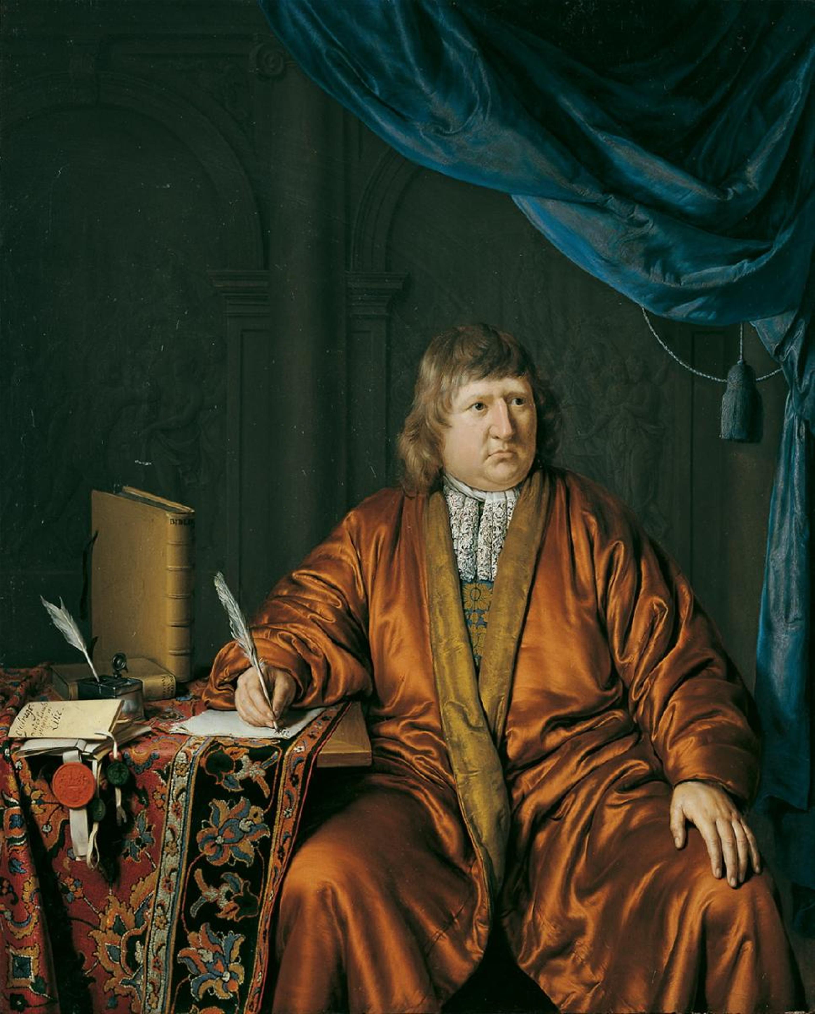Willem van Mieris - BILDNIS DES JAKOB BARON VAN WASSENAAR VAN DUIVENVOORDE (1646-1707) IM HAUSROCK IN SEINEM ARBEITSZIMMER. - image-1