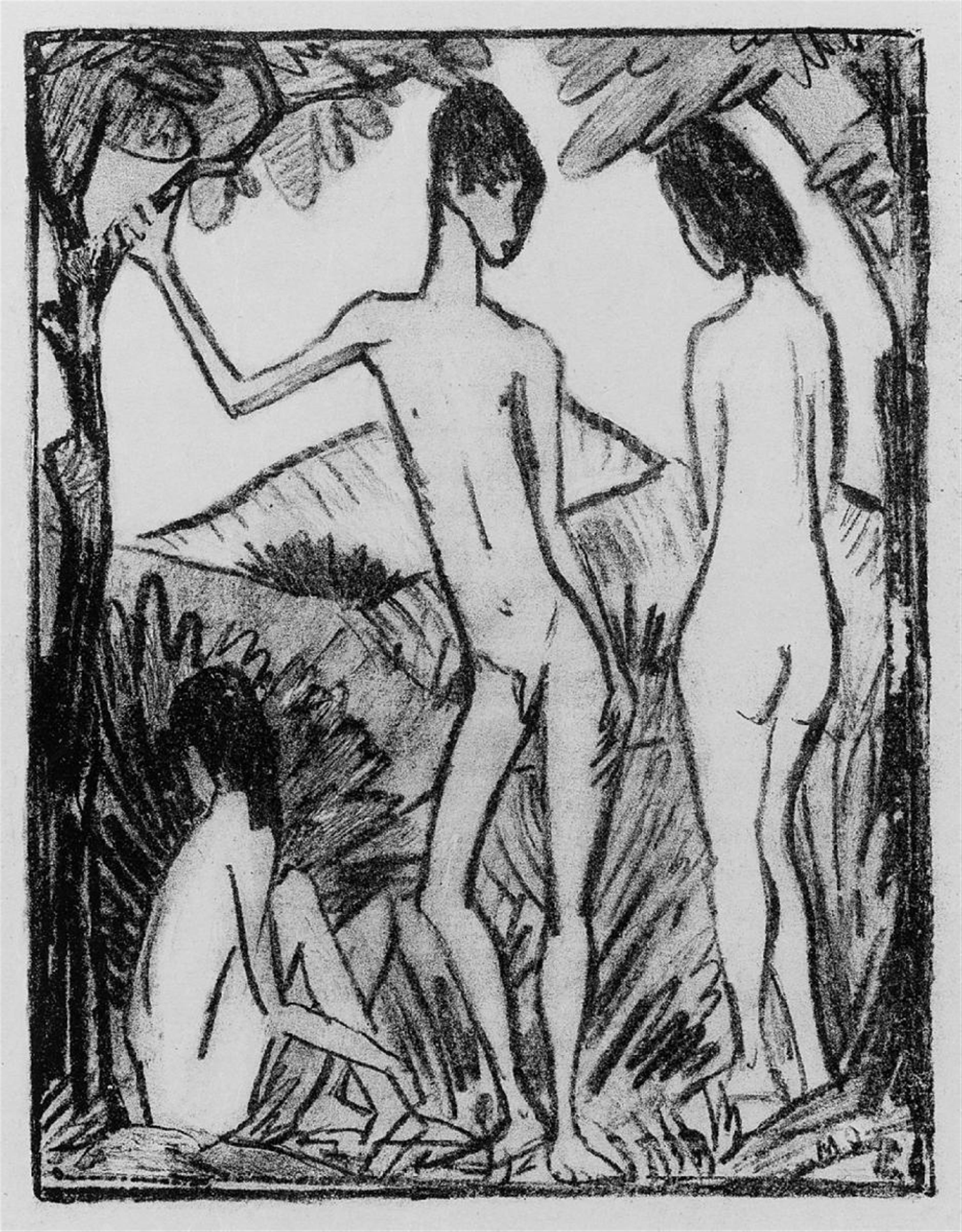 Otto Mueller - Stehender Knabe und zwei Mädchen 2 - image-1