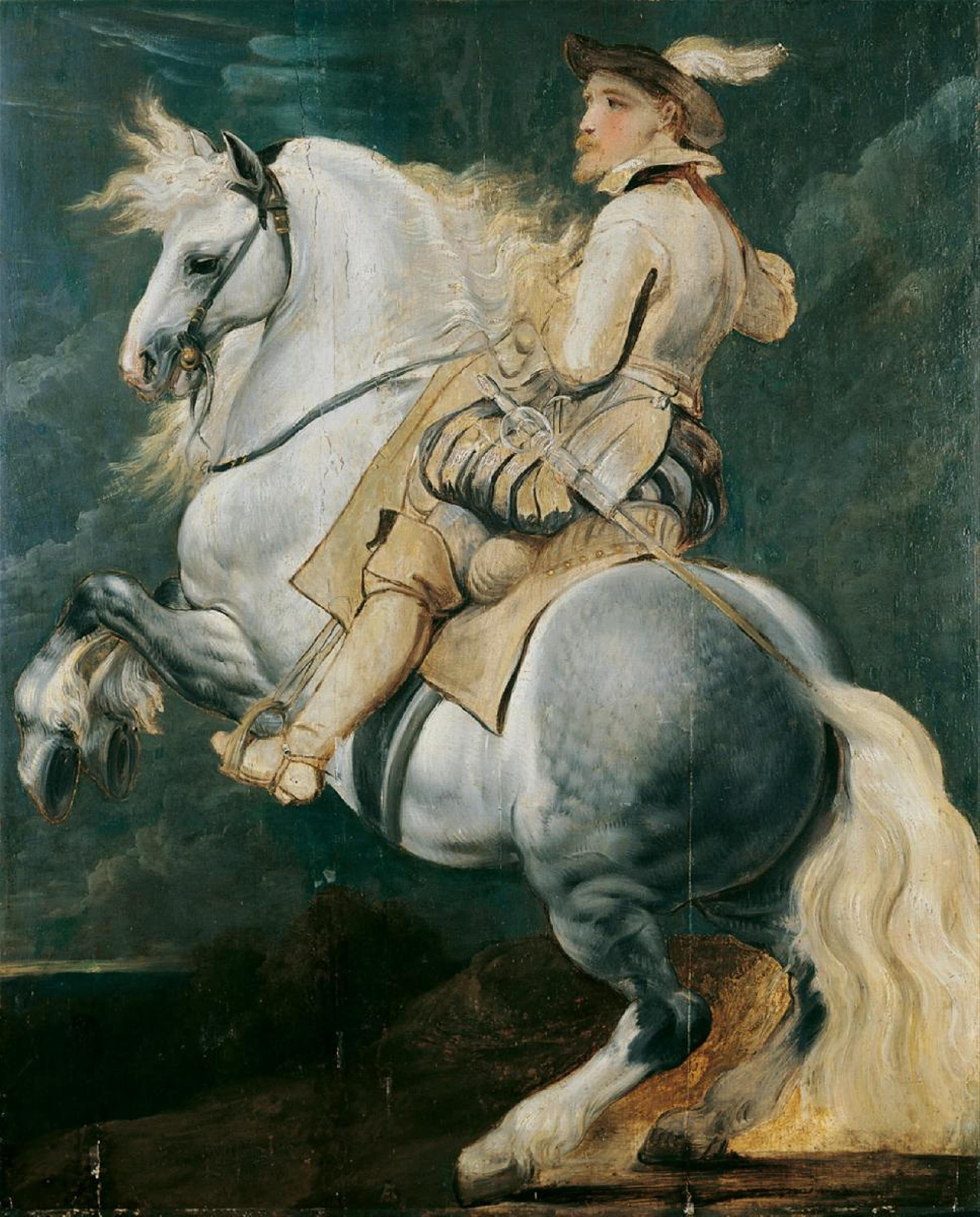 Peter Paul Rubens, Umkreis - BILDNIS EINES REITERS AUF EINEM SCHIMMEL. - image-1