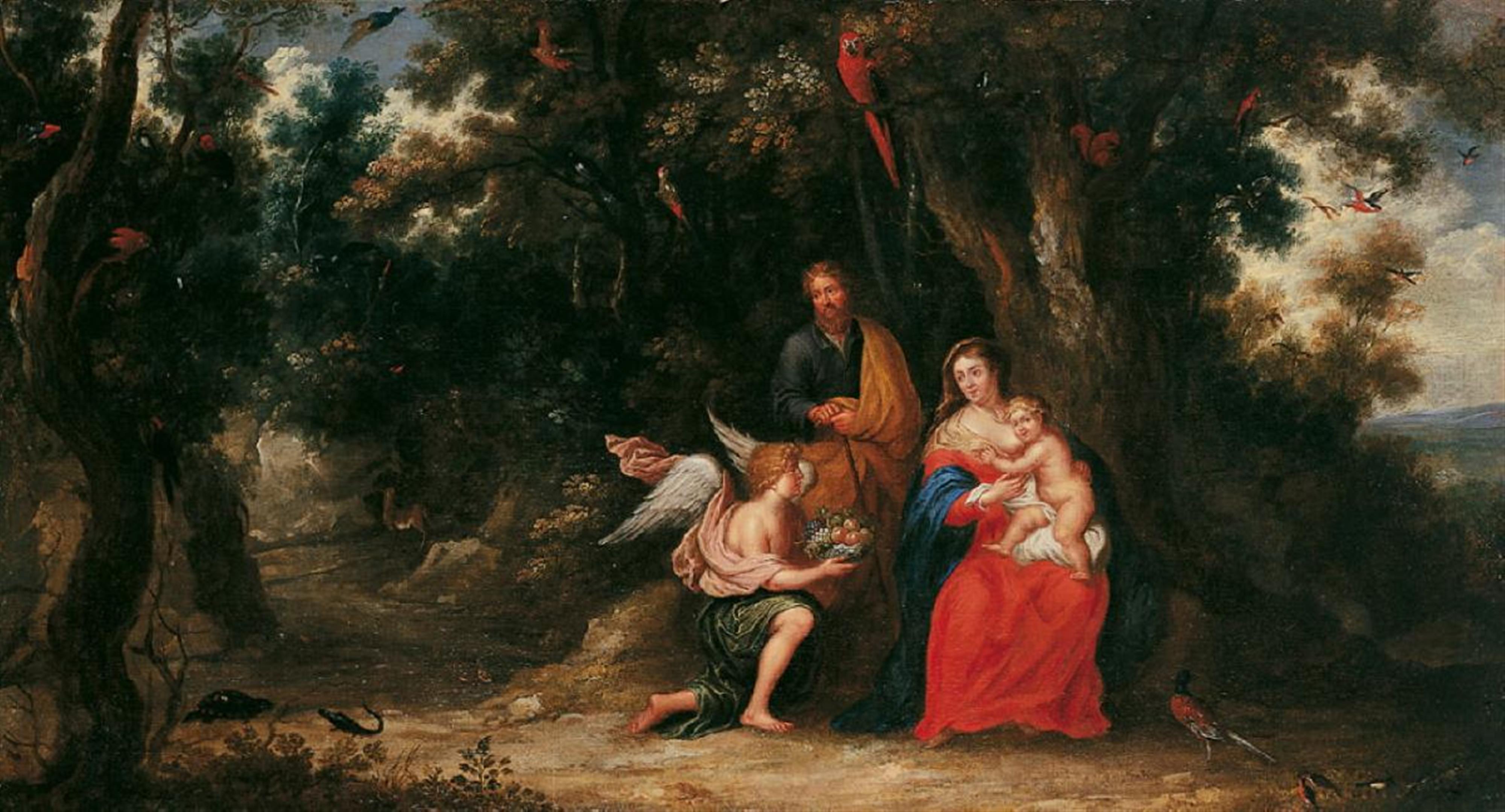 Peter Paul Rubens, Umkreis - DIE RAST DER HEILIGEN FAMILIE AUF DER FLUCHT NACH ÄGYPTEN. - image-1