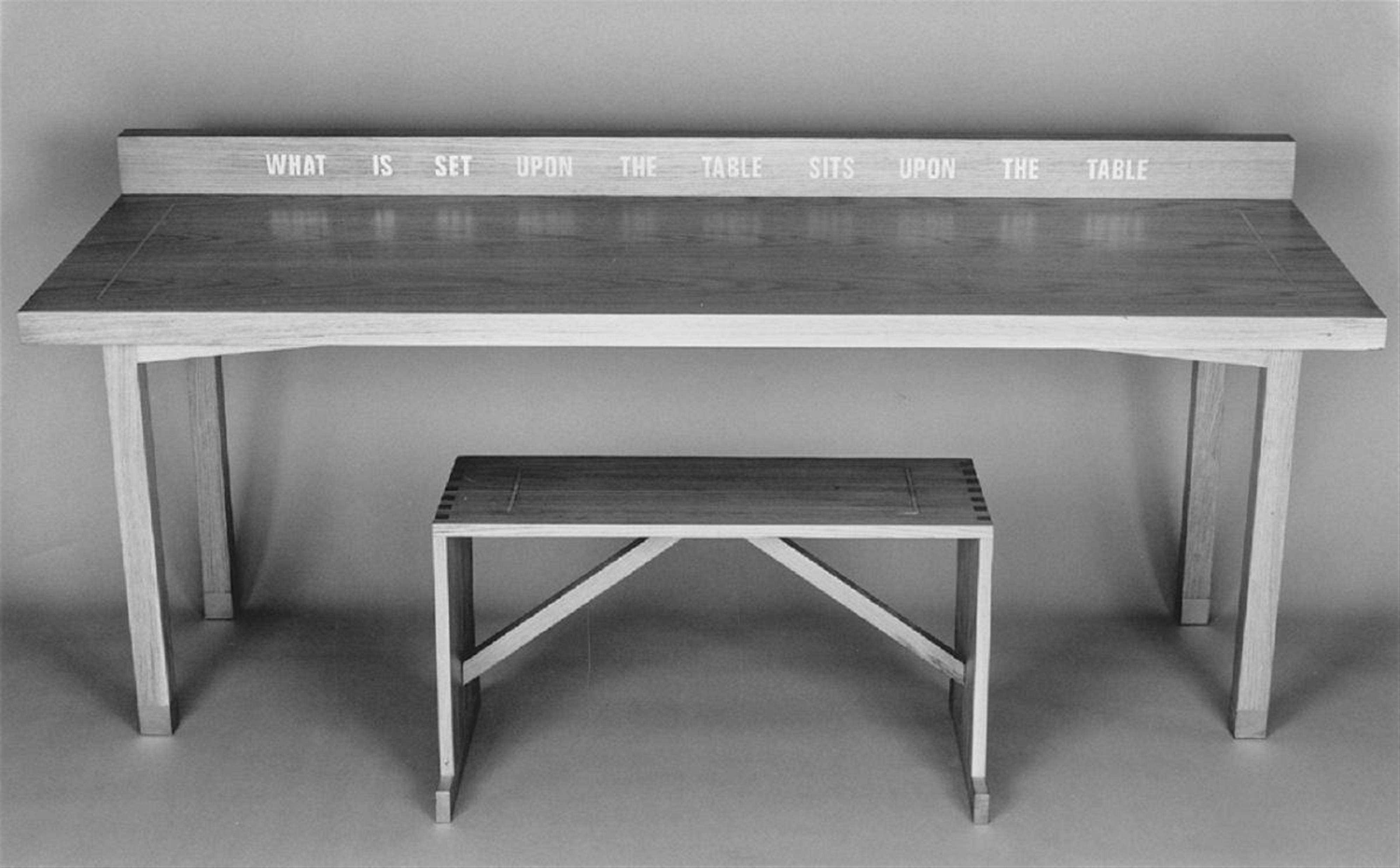 Lawrence Weiner - What is set upon the table sits upon the table - image-1