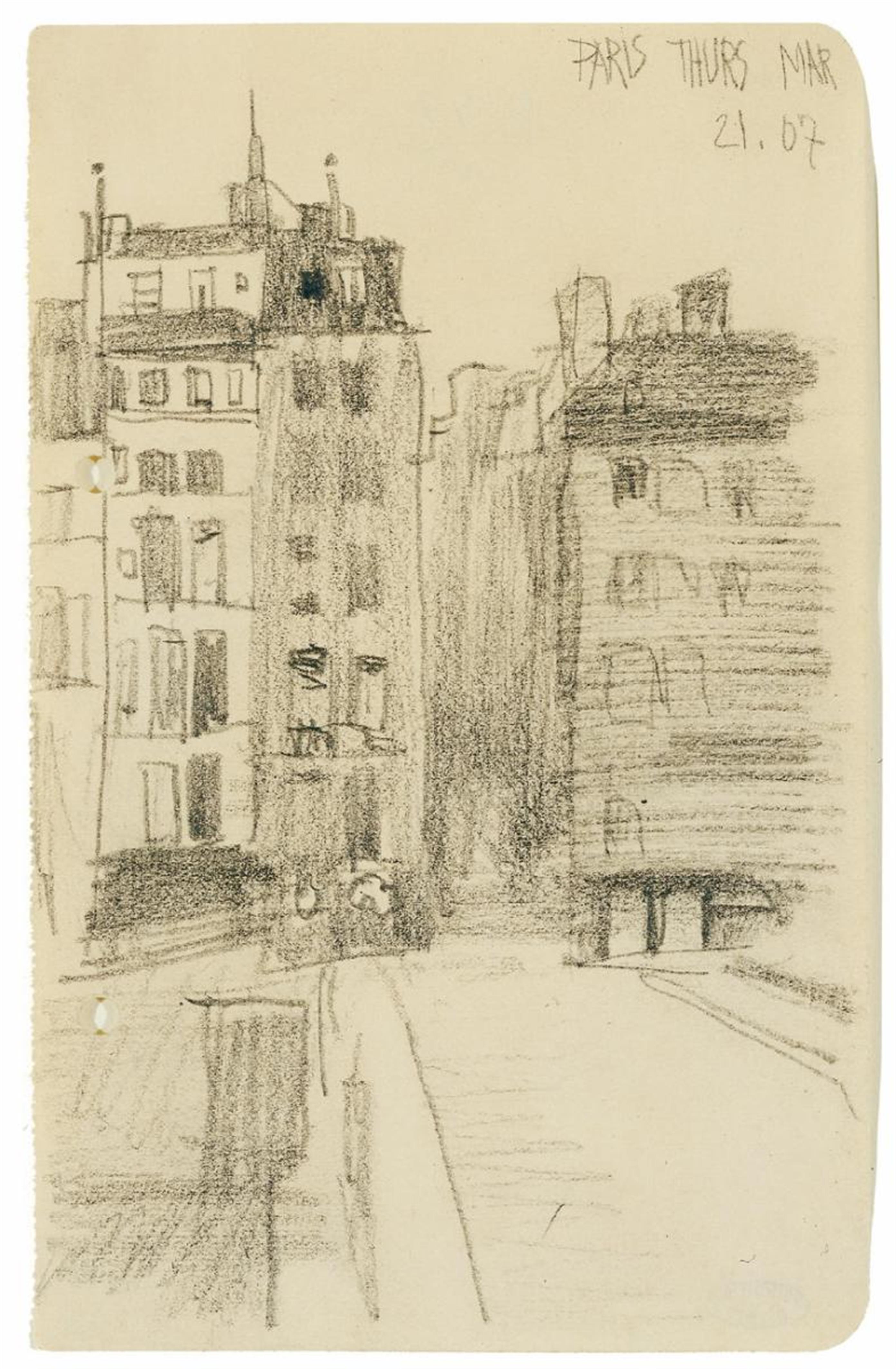 Lyonel Feininger - 2 Zeichnungen Pariser Häuser. Porträtstudien - image-1