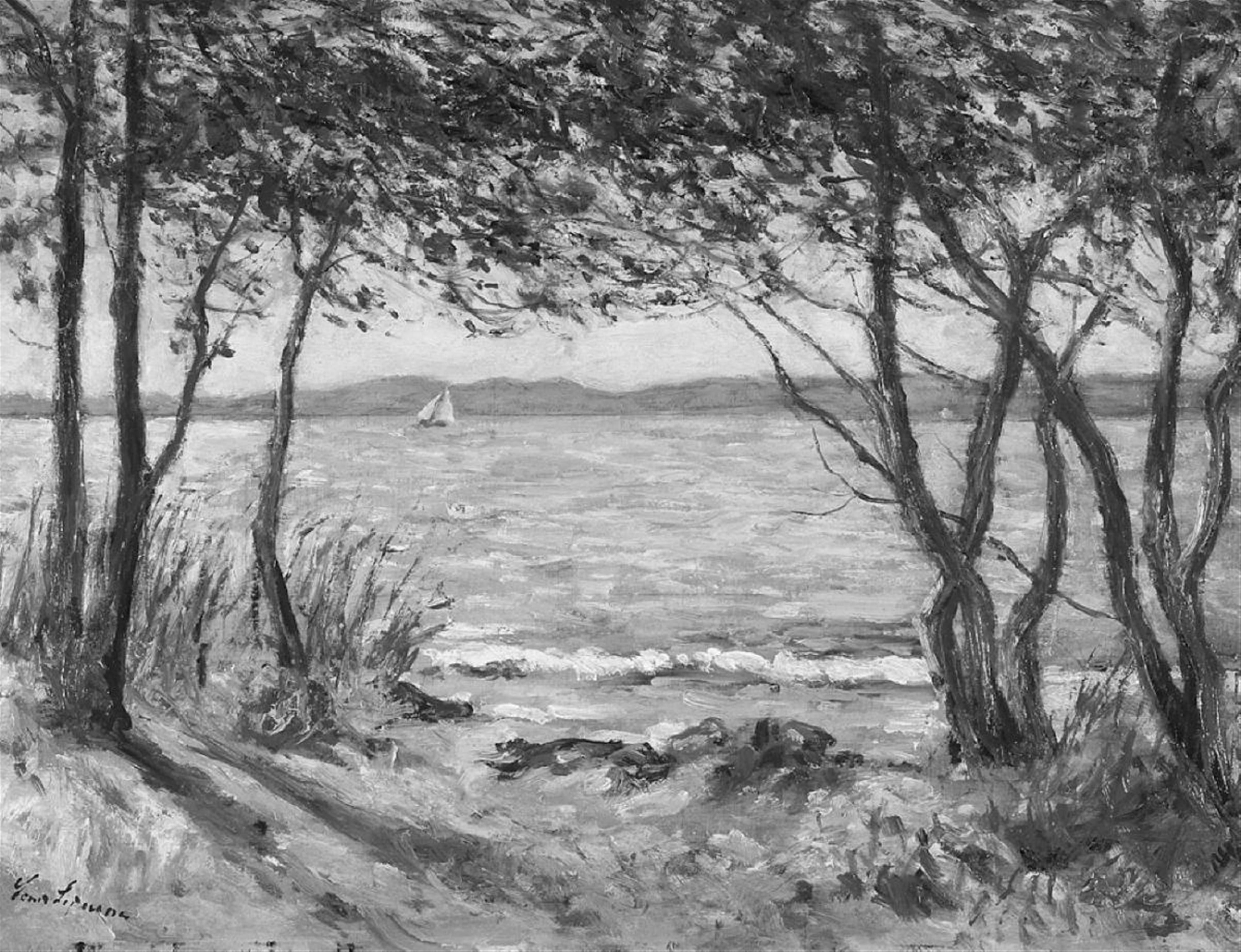 Louis Lejeune - Uferlandschaft mit Bäumen an einem See - image-1