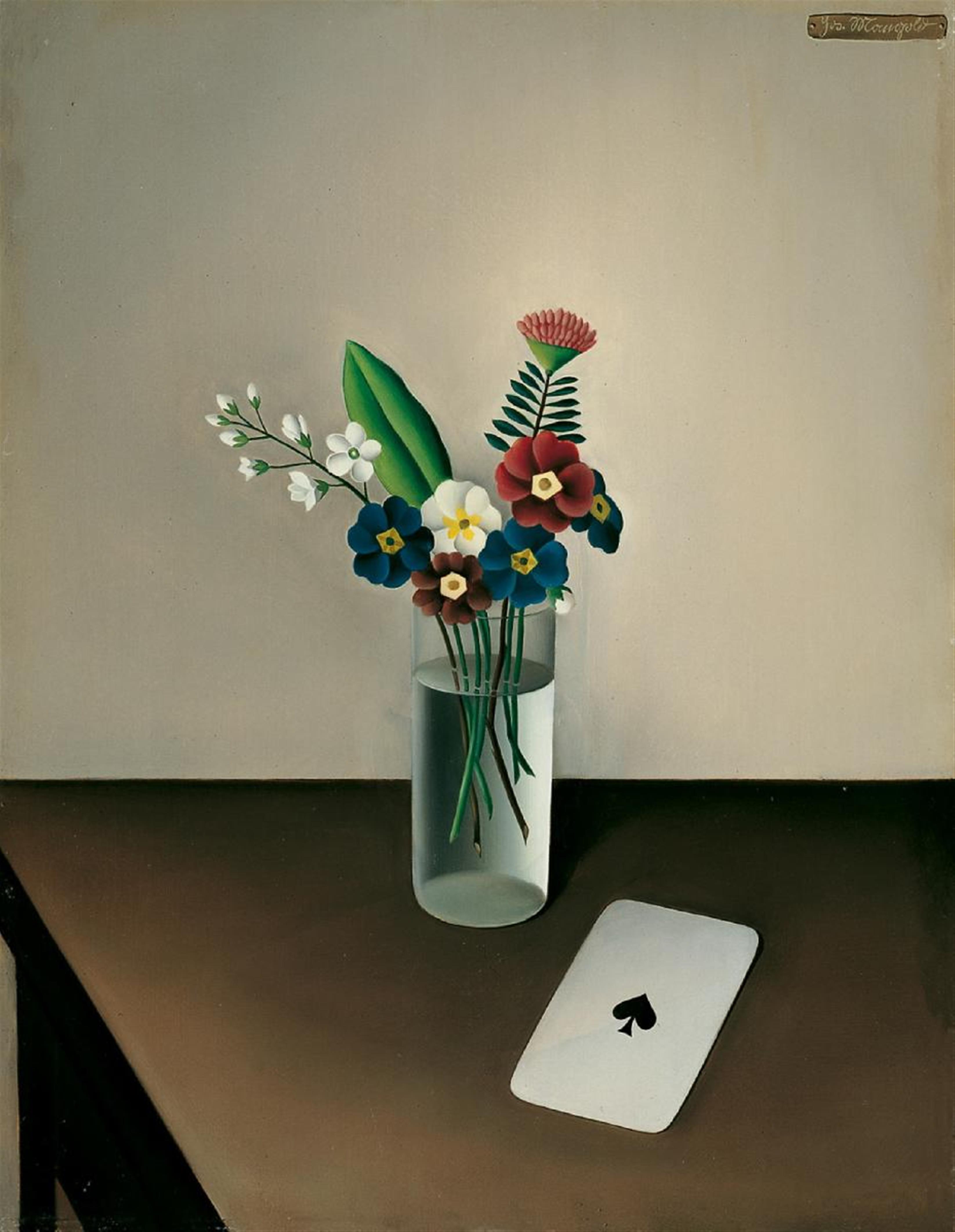 Josef Mangold - Blumenstilleben mit Primeln und Spielkarte - image-1