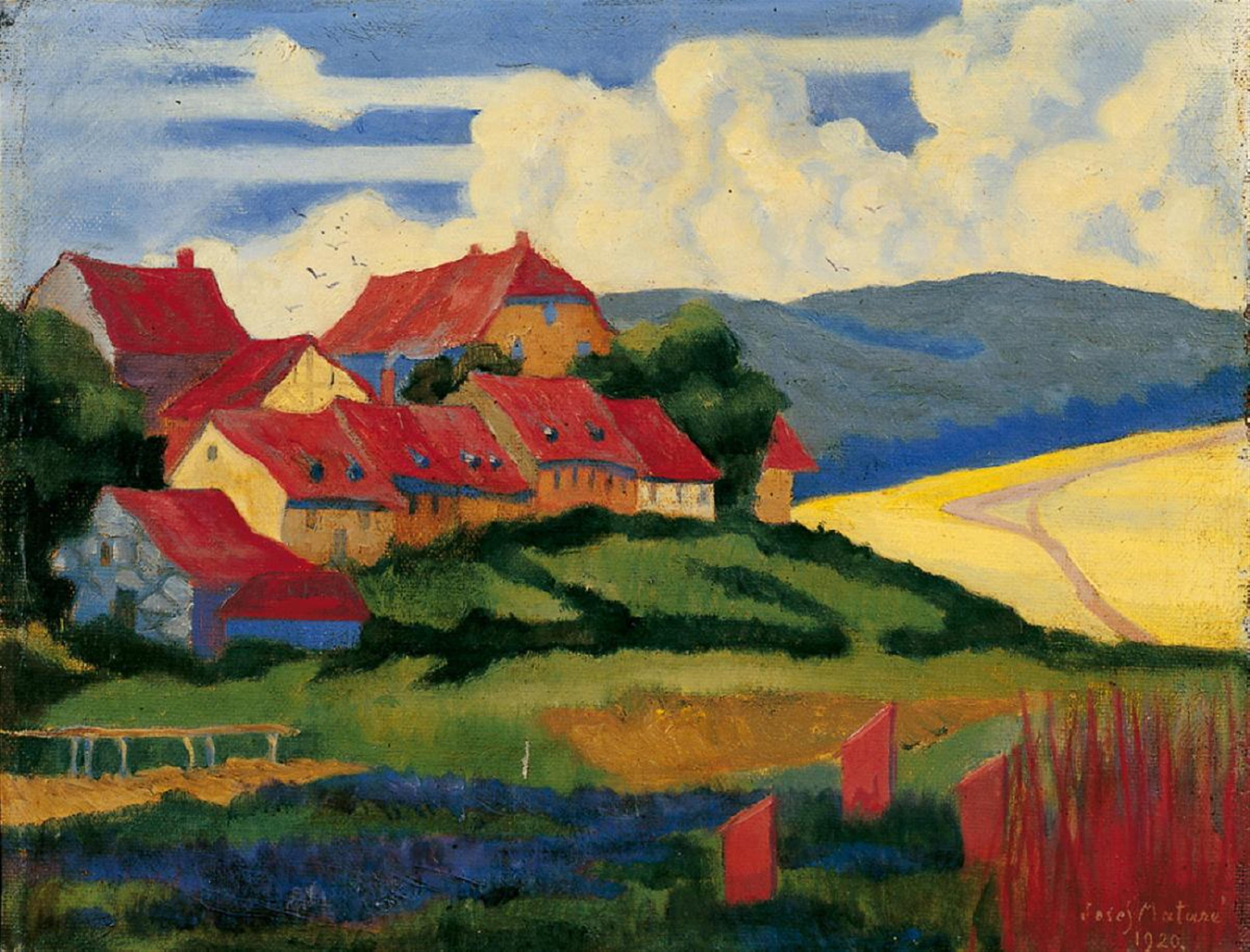 Josef Mataré - Belgische Landschaft mit Dorf - image-1