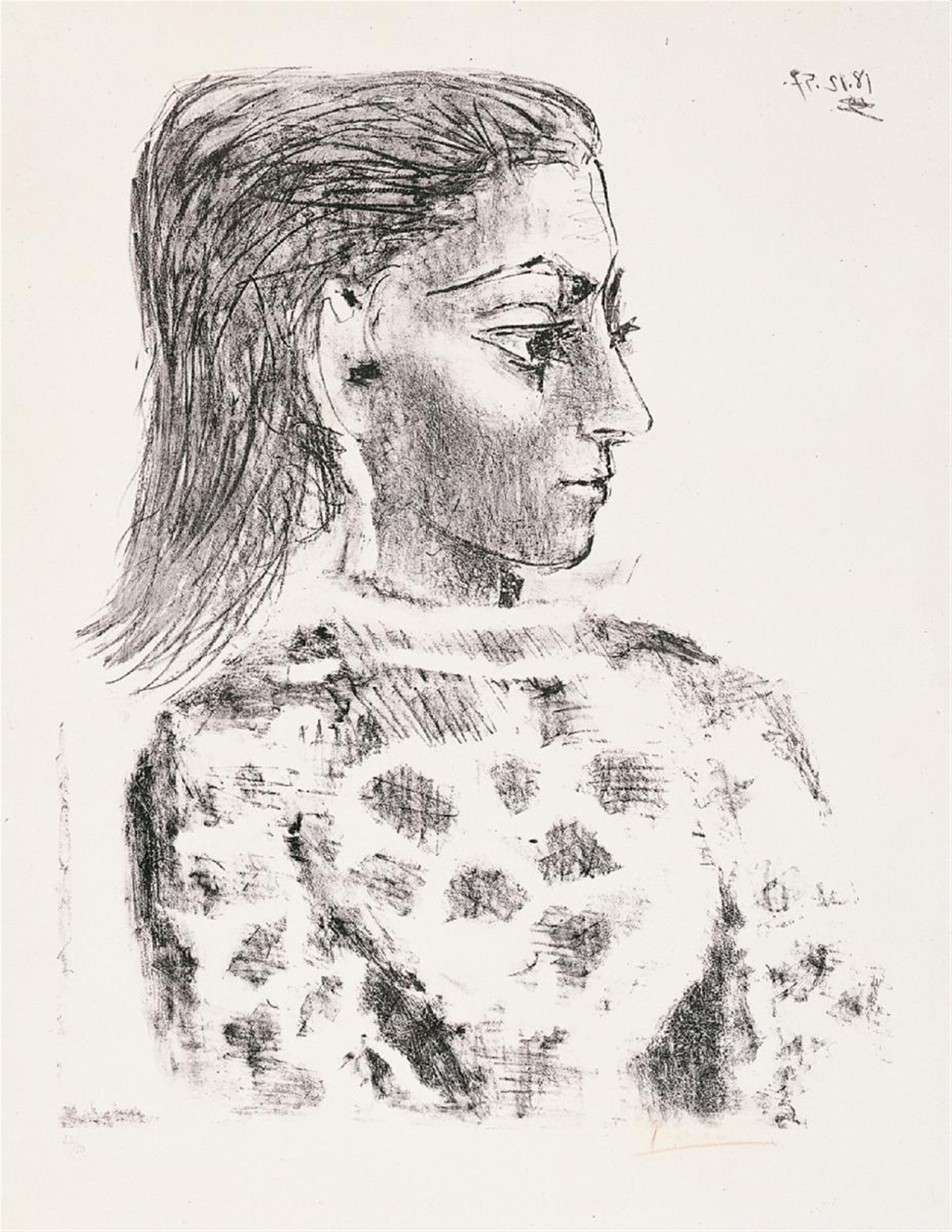Pablo Picasso - Buste au corsage a carreaux (Jacqueline) - image-1