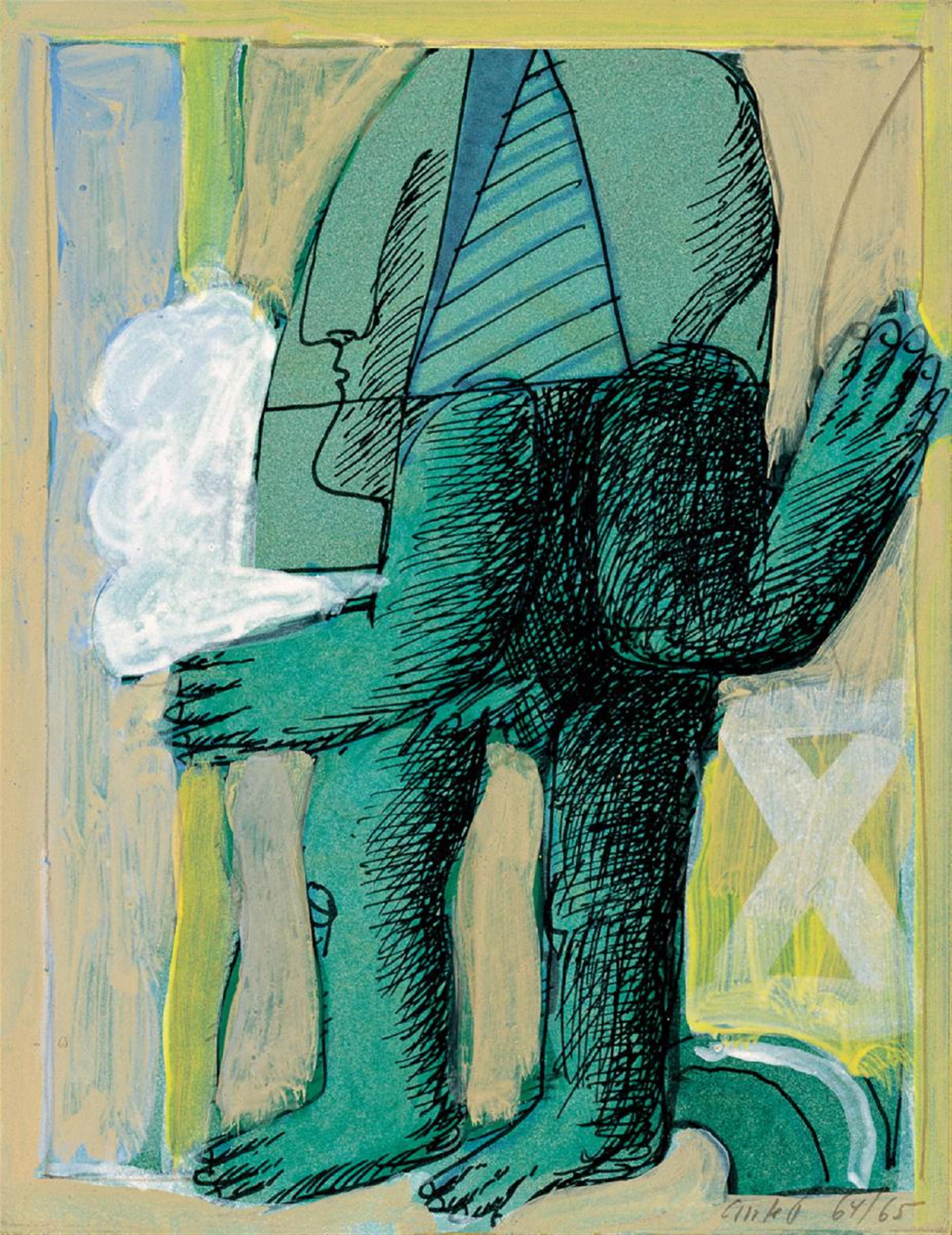 Horst Antes - Maskierte grüne Figur - image-1
